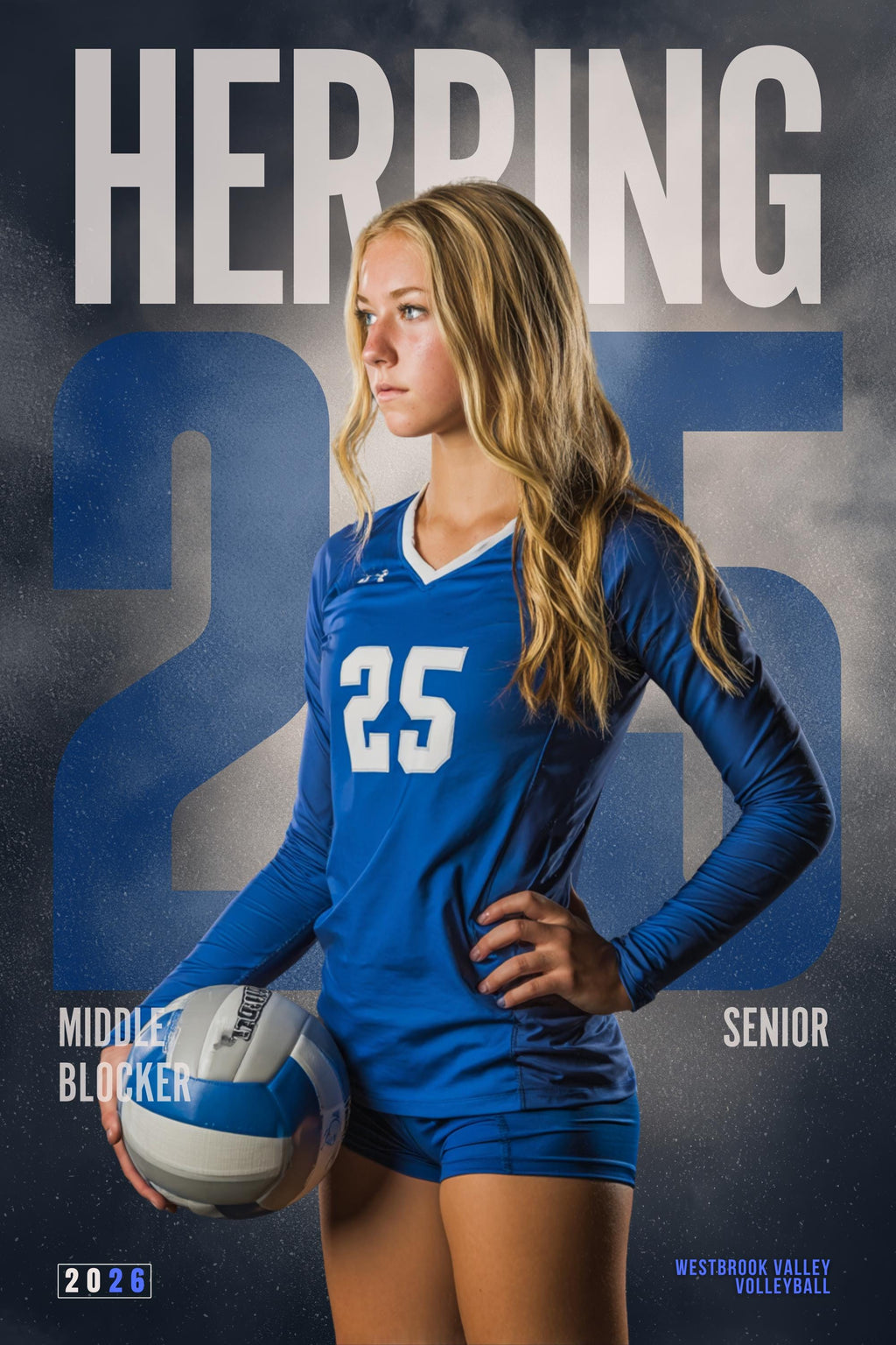 Oversized Numbers Volleyball Poster Template | Editable in Canva | 2:3