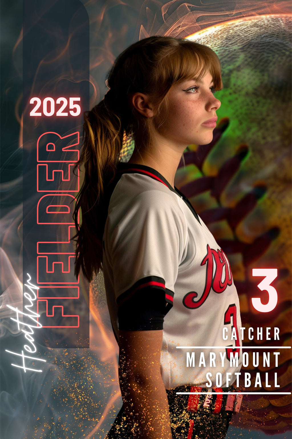 Fiery Softball Poster Template | Editable in Canva | 2:3