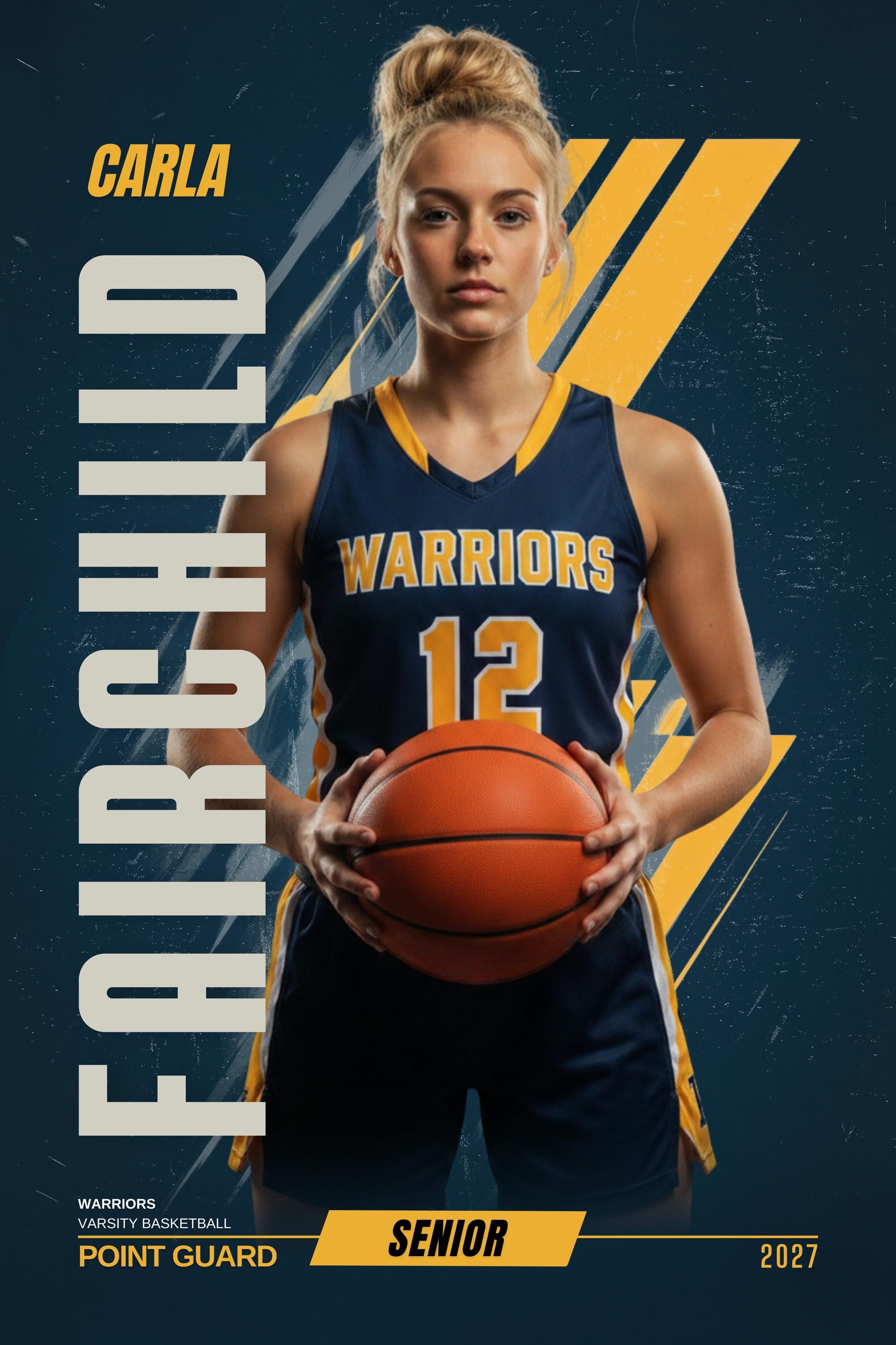 Graphic Stripe Basketball Poster Template | Editable in Canva | 2:3