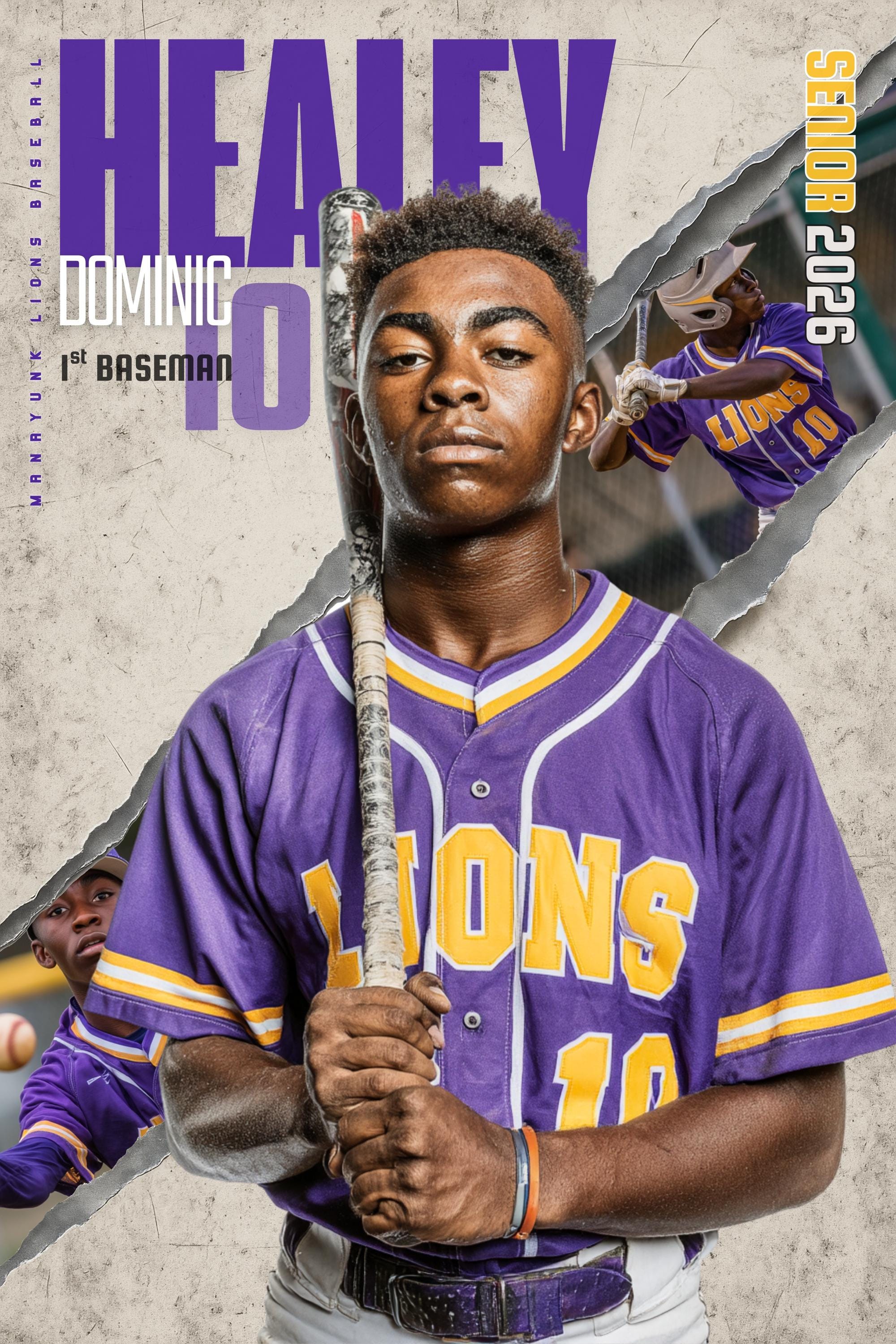Baseball Poster Template | Editable in Canva | 2:3 | Torn Backdrop Style