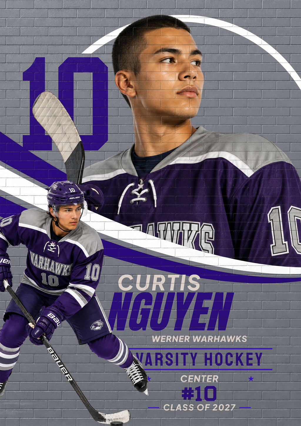 Hockey Poster & Card Photoshop Template | Brick Wall Mural Design | 5:7