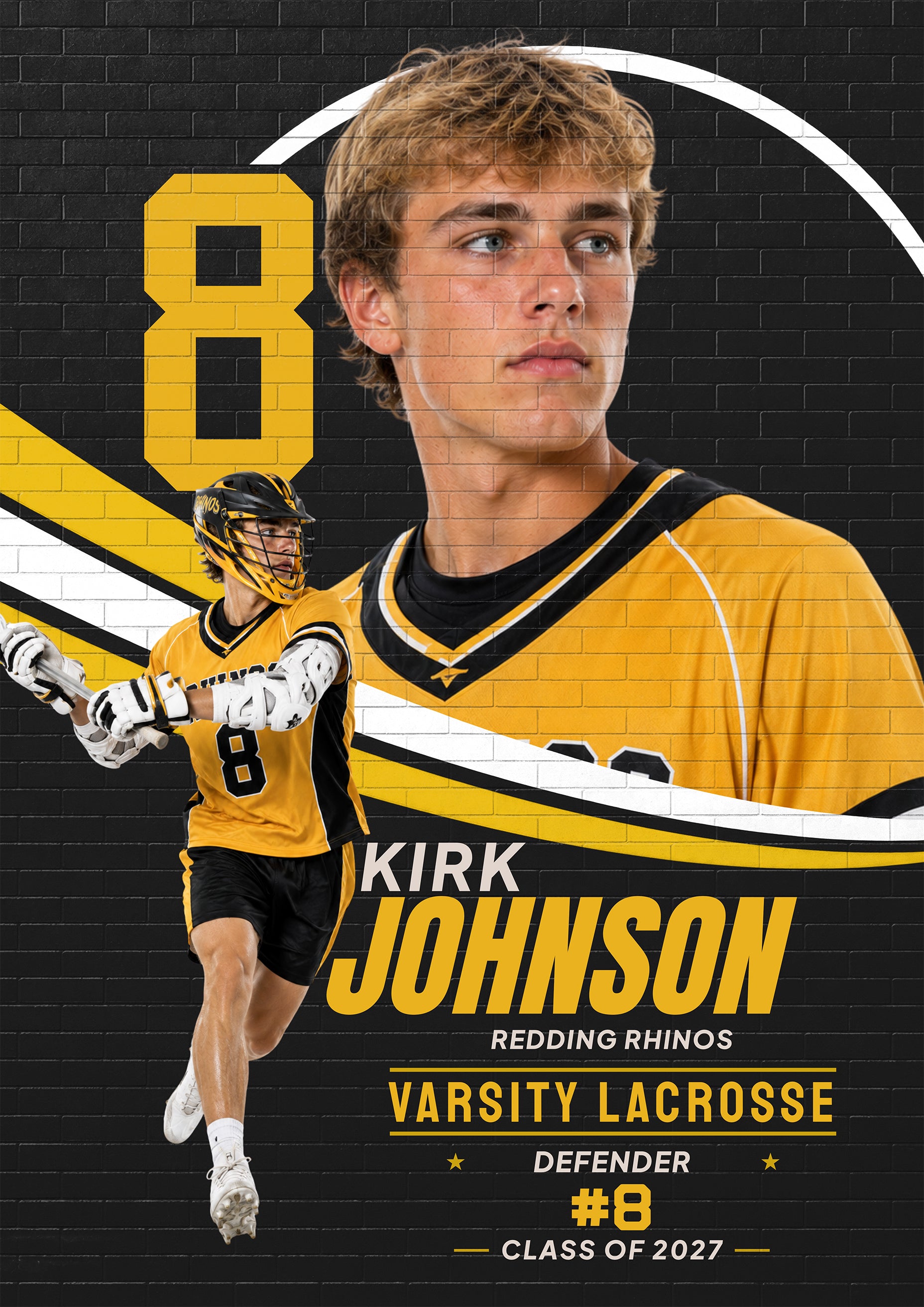 Lacrosse Poster & Card Photoshop Template | Brick Wall Mural Design | 5:7