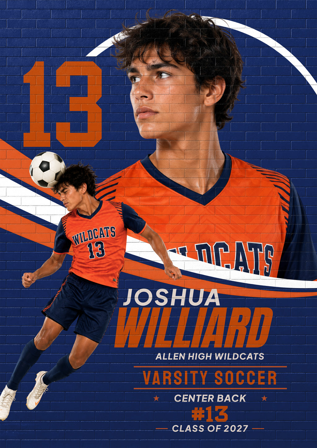 Soccer Poster & Card Photoshop Template | Brick Wall Mural Design | 5:7