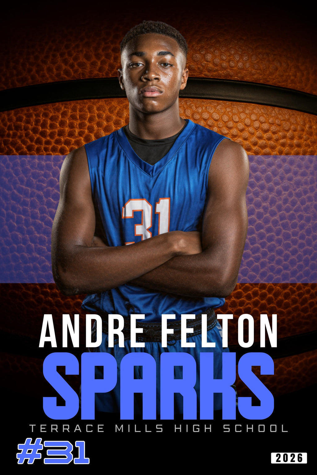 Basketball Closeup Player Poster Template | Editable in Canva | 2:3