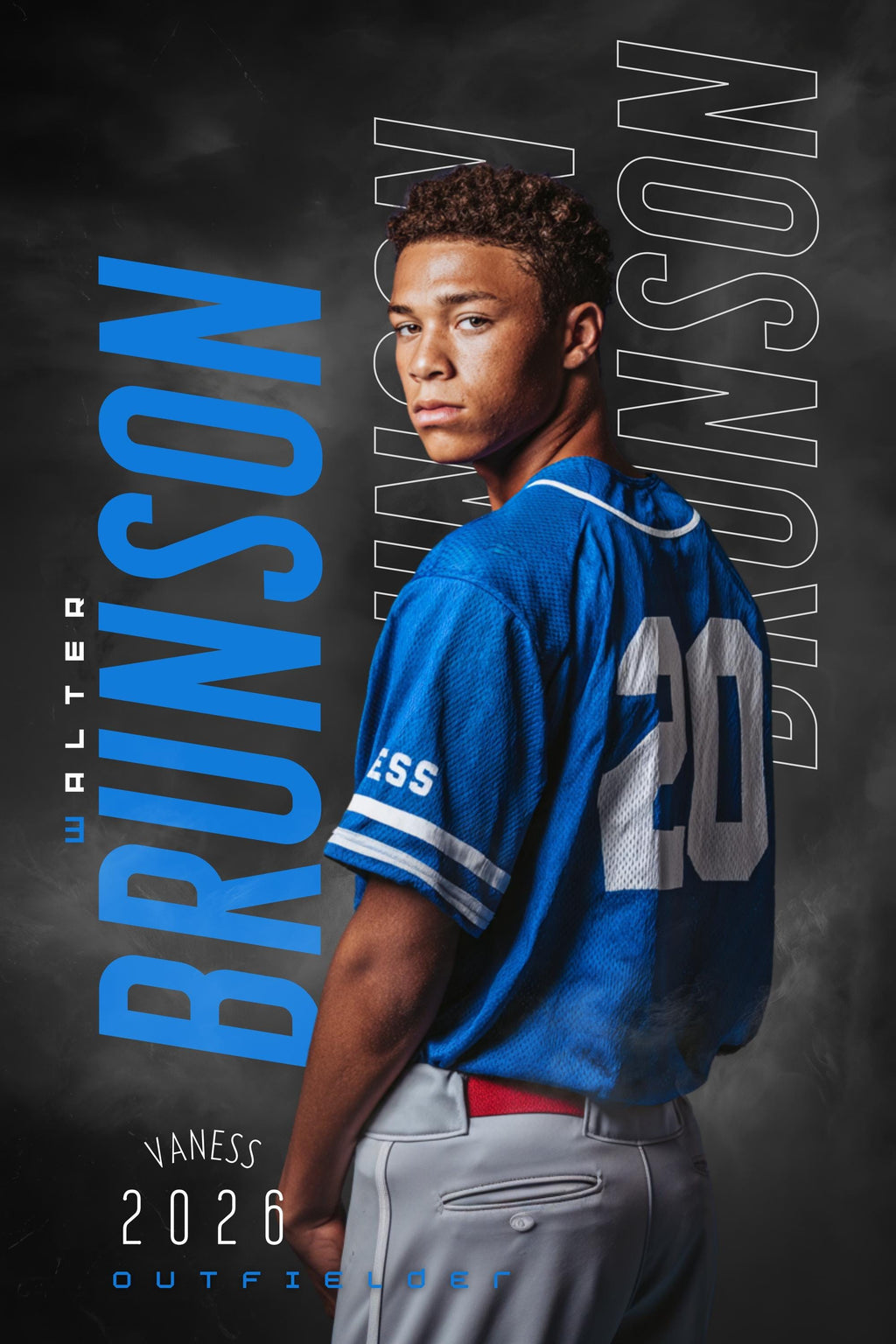 Repeating Name Baseball Poster Template | Editable in Canva | 2:3