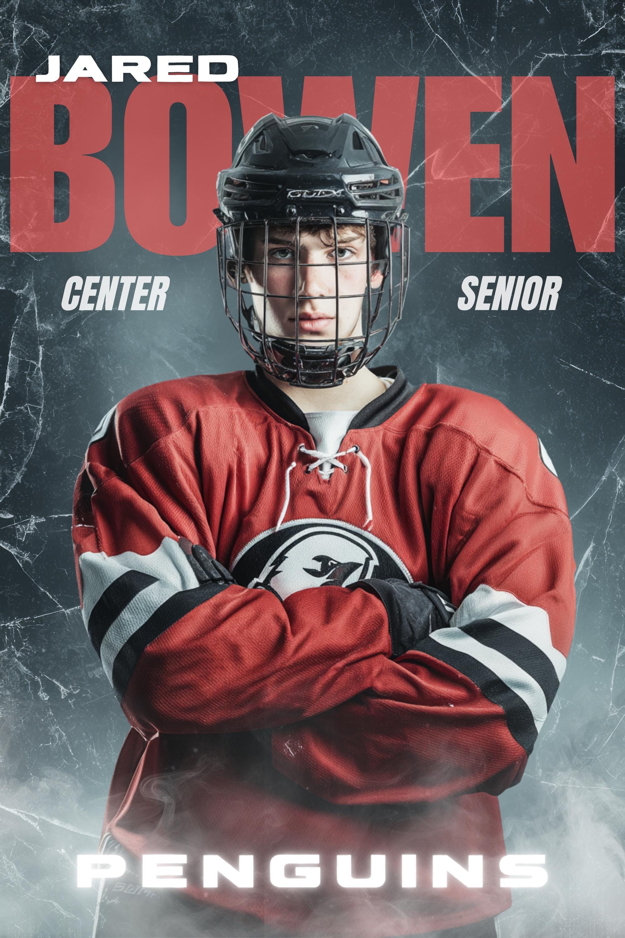 Ice Texture Hockey Poster Template | Editable in Canva | 2:3