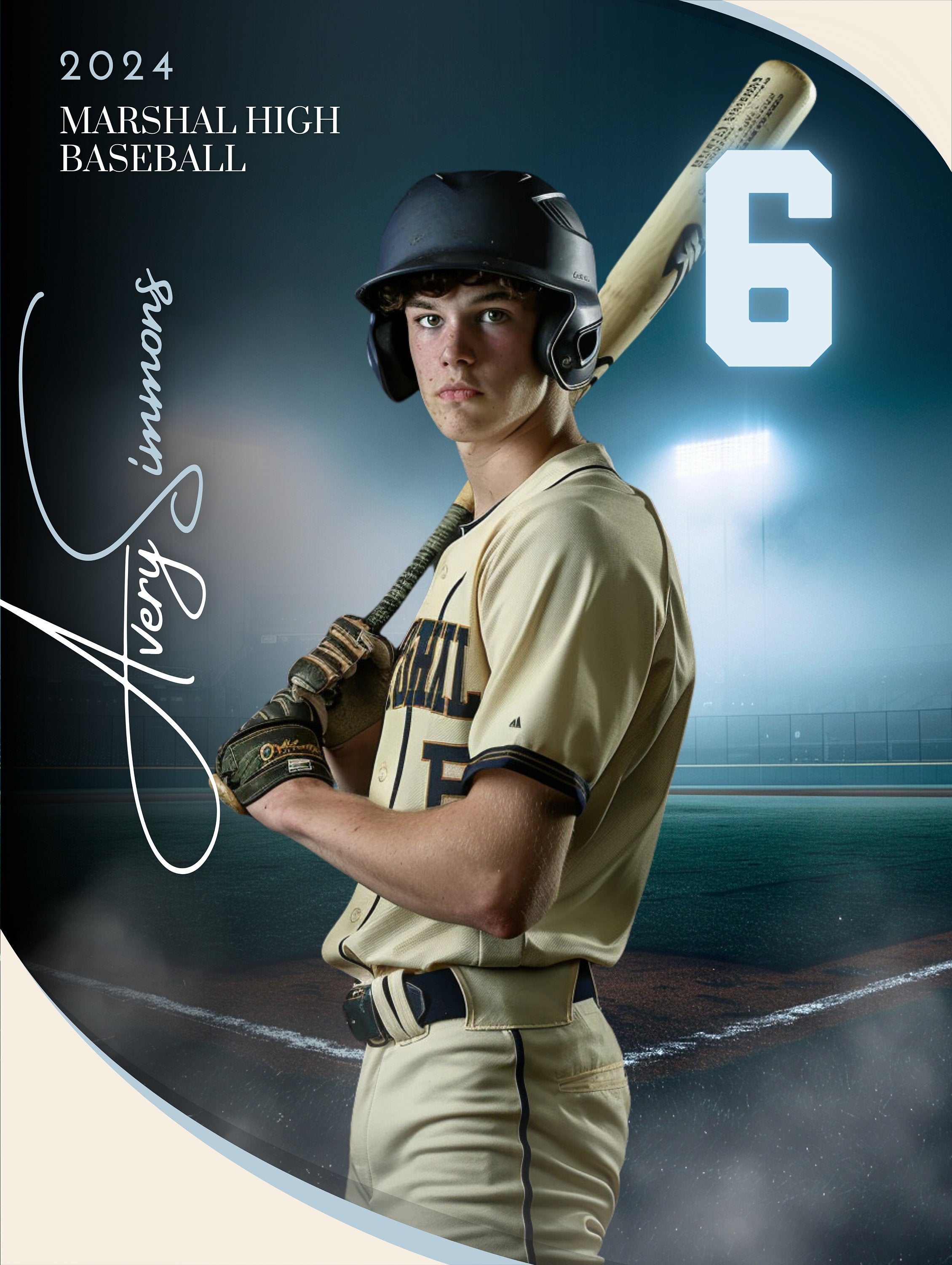 Nighttime Cinematic Baseball Poster Template | Editable in Canva | 3:4