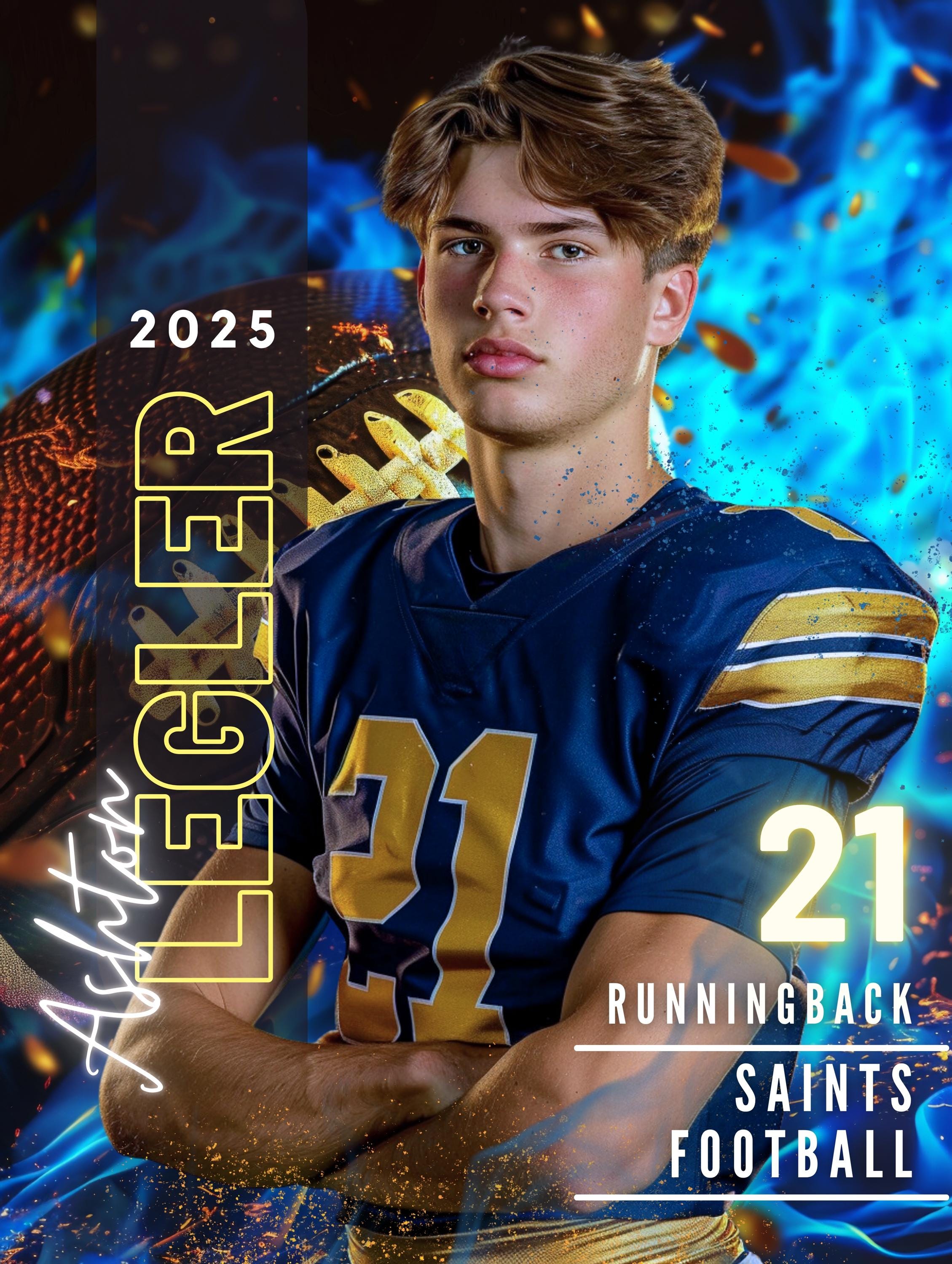 Blue Fire Football Poster Template | Editable in Canva | 3:4 & 5:8