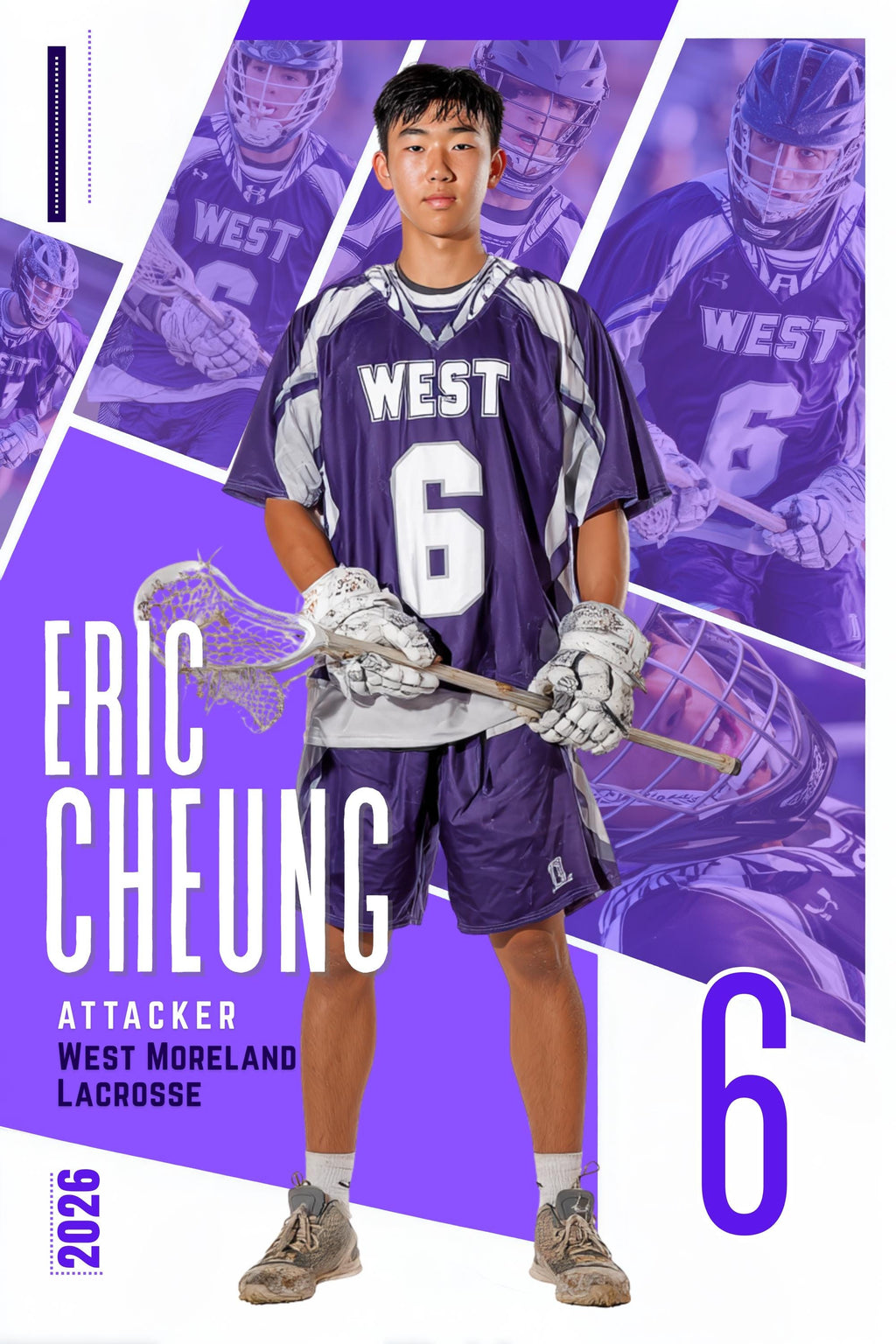 Multi-Photo Collage Lacrosse Poster Template | Editable in Canva | 2:3