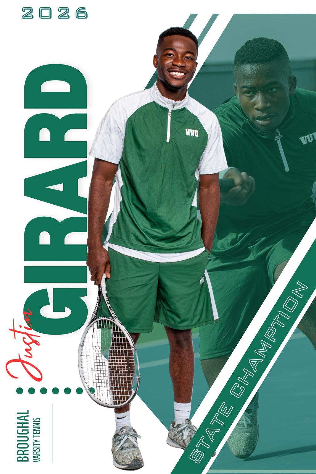 Dual Photo Tennis Poster Template | Editable in Photoshop | 2:3