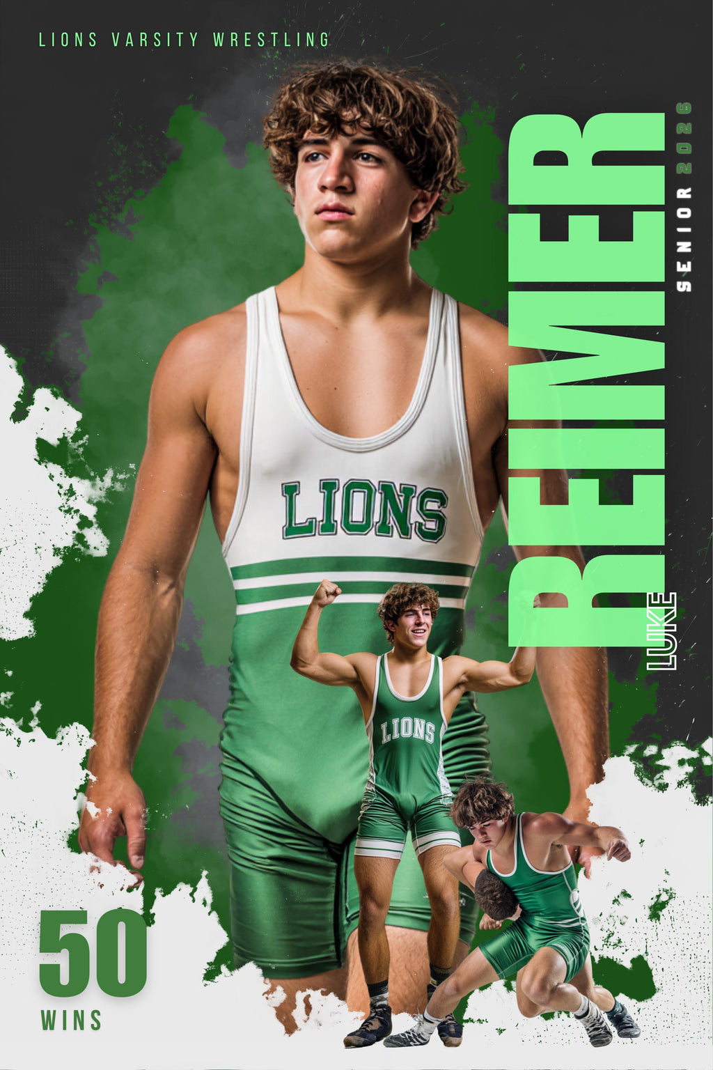 Color Splash Wrestling Poster Template | Editable in Canva | 2:3