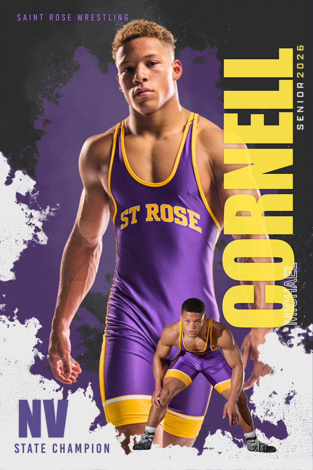 Color Splash Wrestling Poster Template | Editable in Photoshop | 2:3