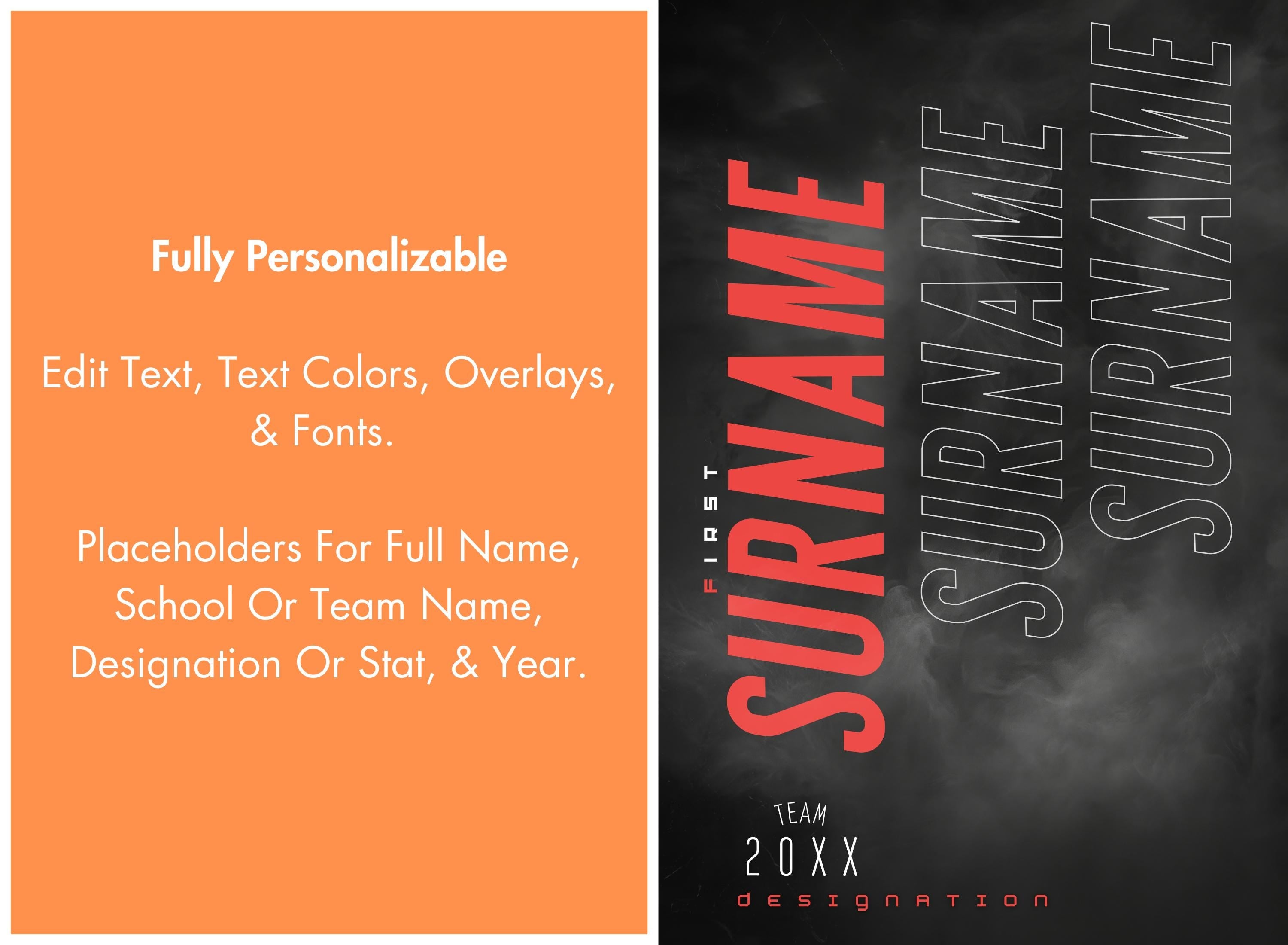 Repeating Name Wrestling Poster Template | Editable in Canva | 2:3