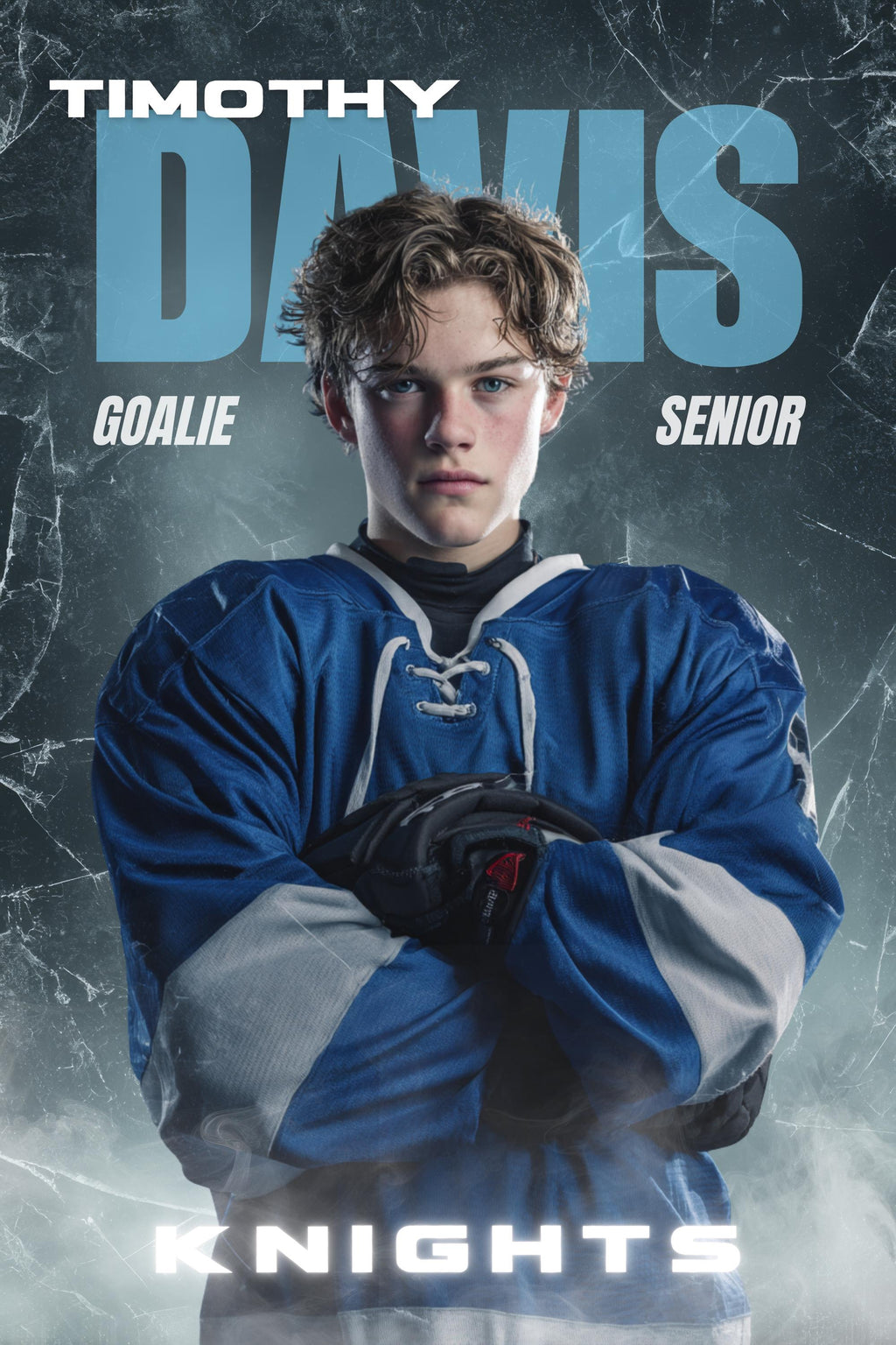 Ice Texture Hockey Poster Template | Editable in Canva | 2:3