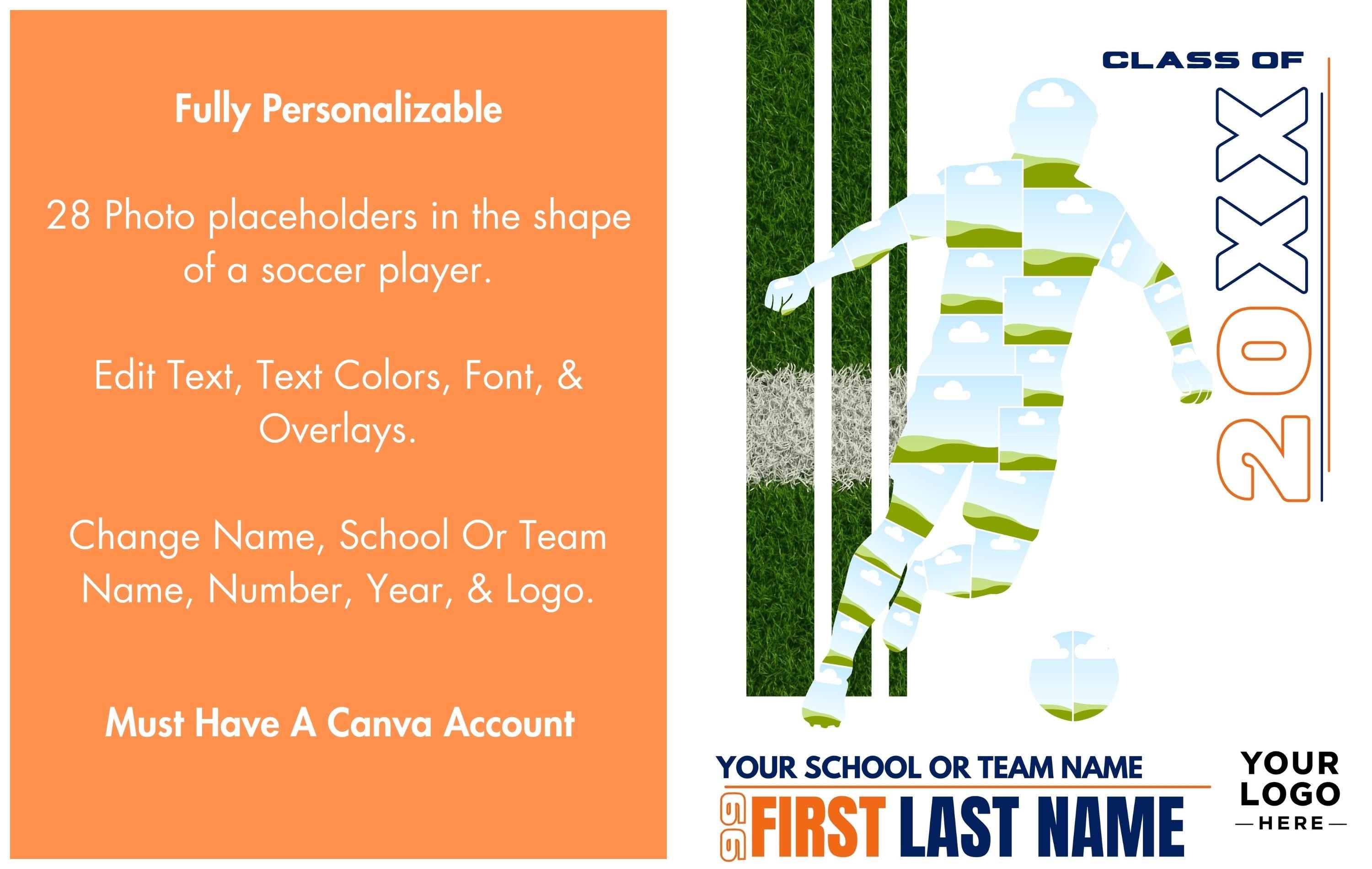 Soccer Collage Poster Template | Editable in Canva | 4:5 | Silhouette Style