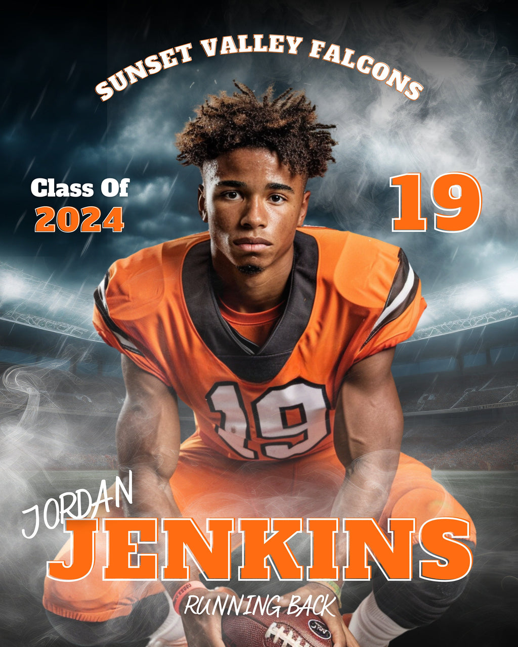 Smokey Stadium Football Poster Template | Editable in Canva | 3:4