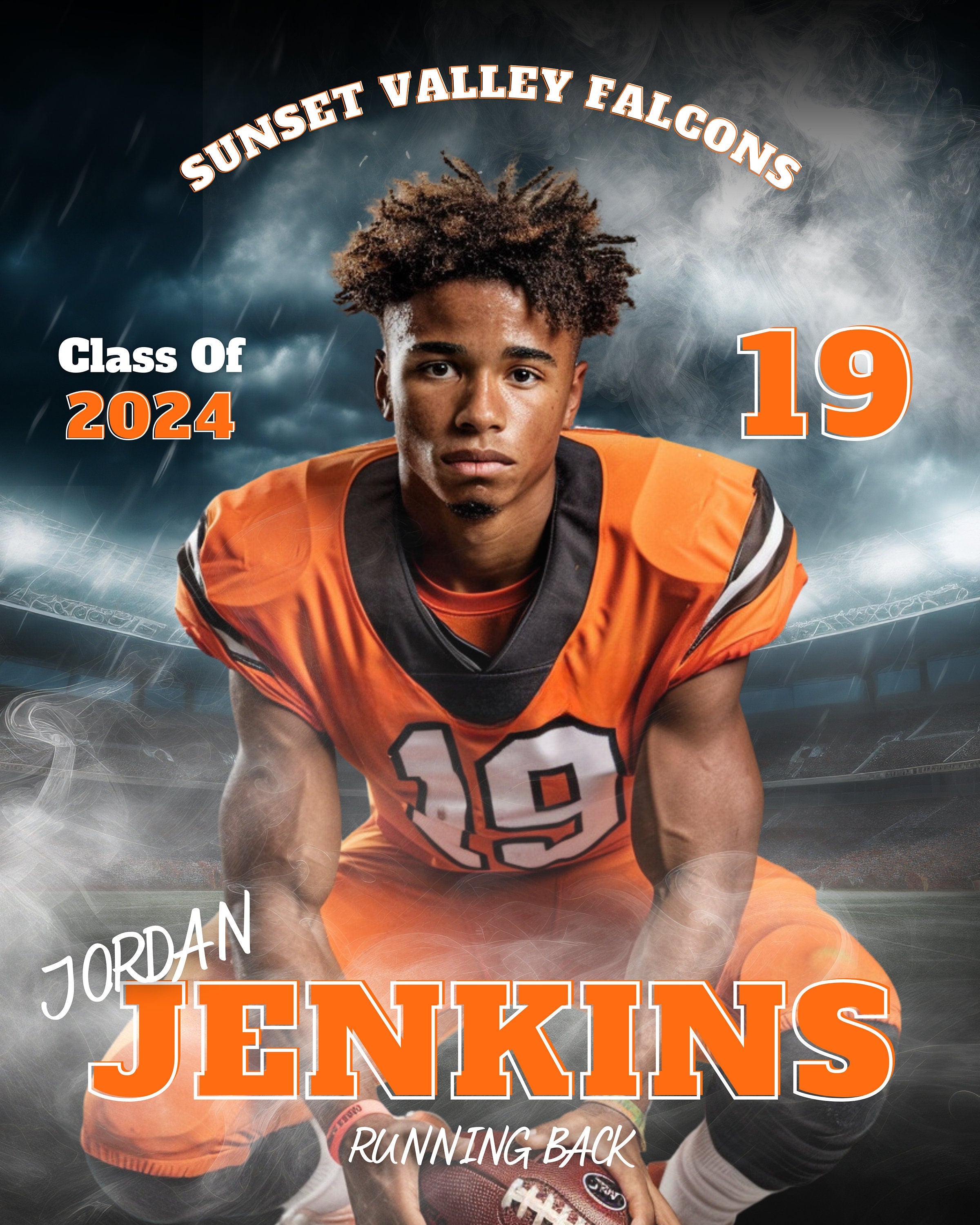 Smokey Stadium Football Poster Template | Editable in Canva | 3:4