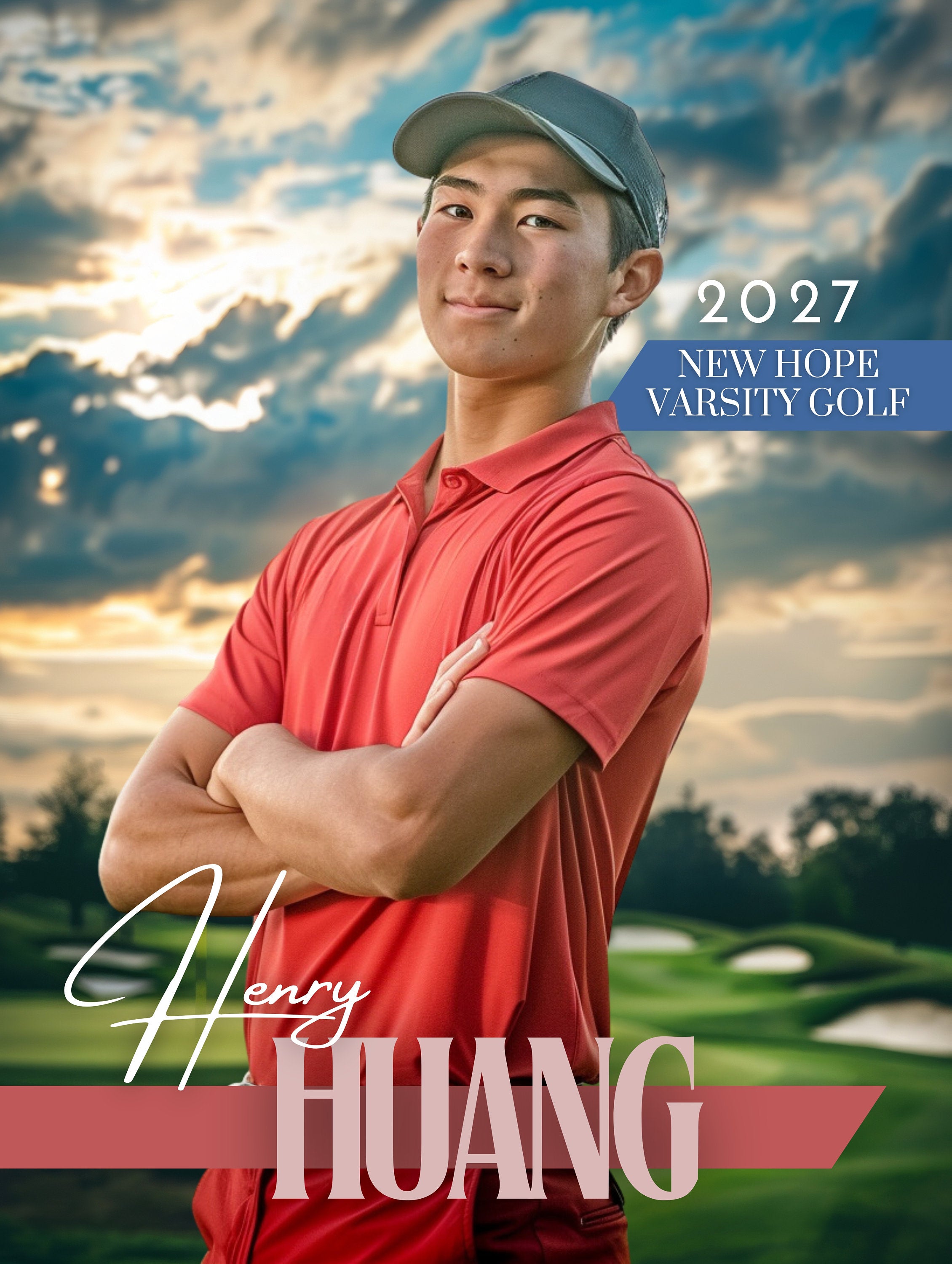 Gold Course Golfer Poster Template | Editable in Canva | 2:3