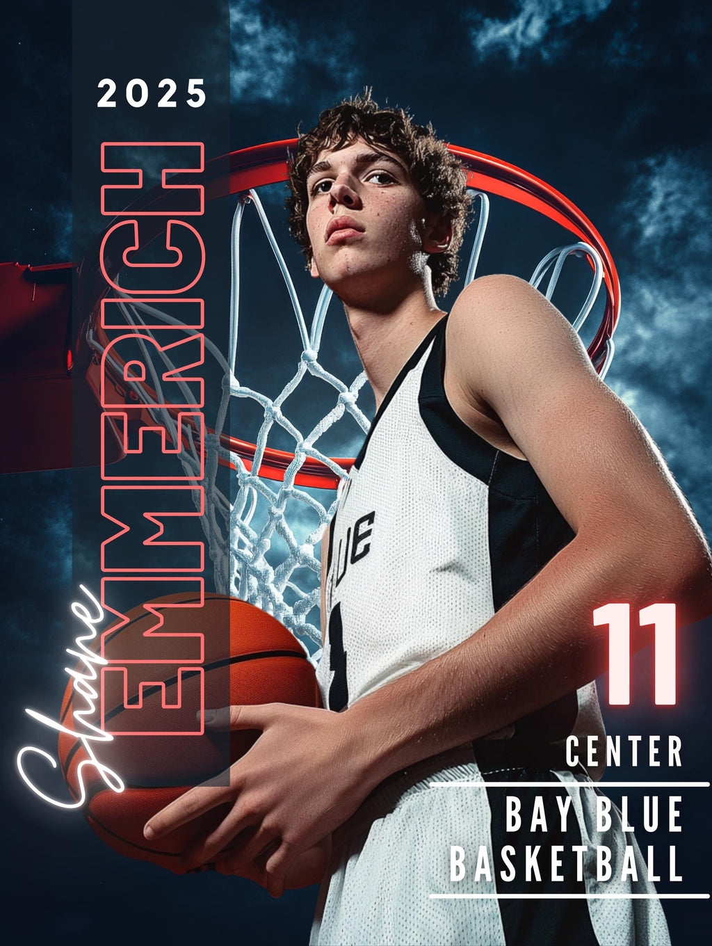 Stormy Hoop Basketball Poster Template | Editable in Canva | 3:4