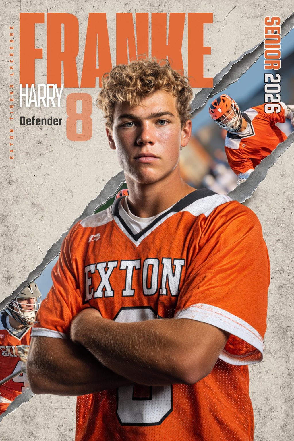 Torn Backdrop Lacrosse Poster Template | Editable in Canva | 2:3