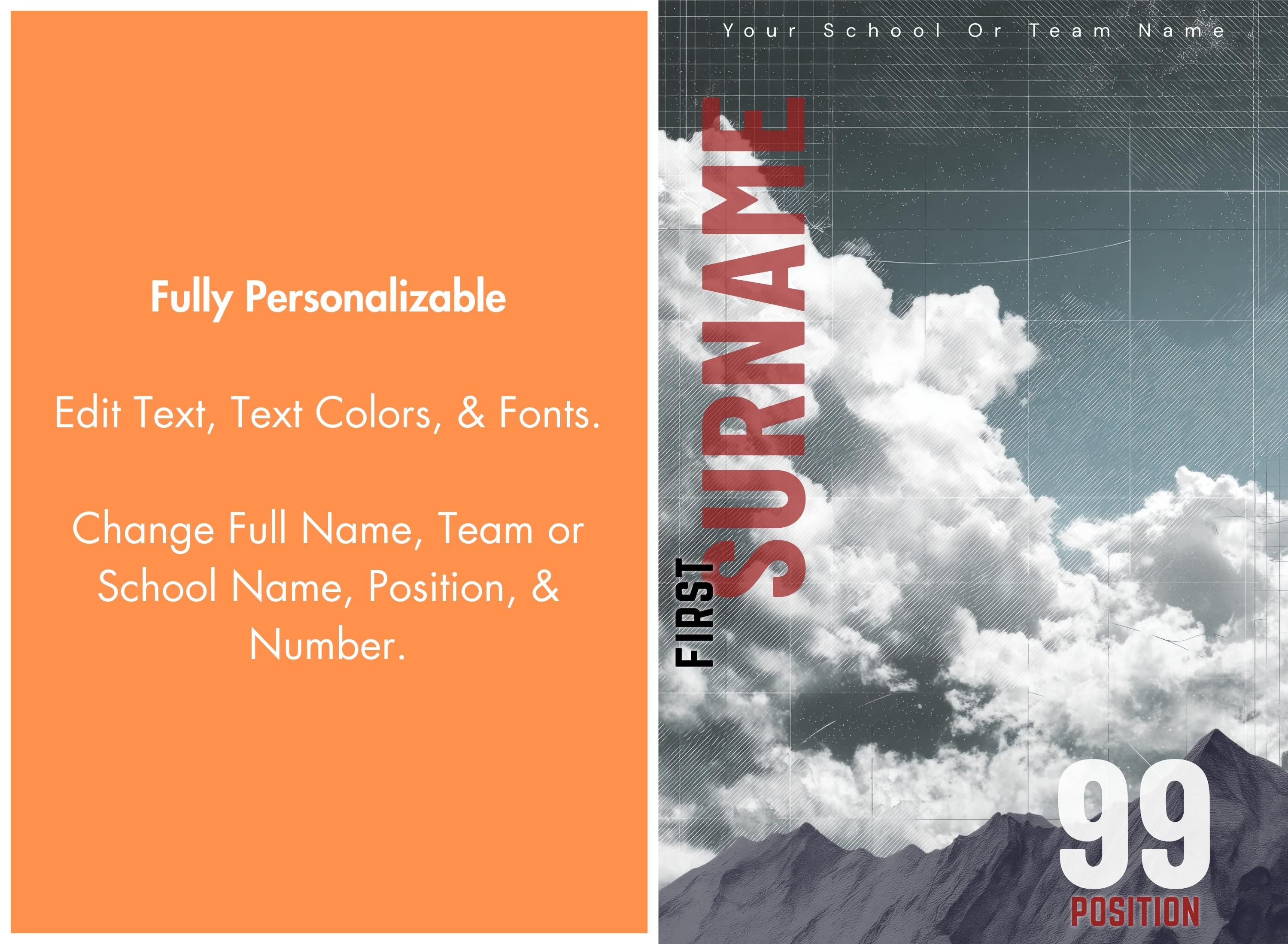 Mountain & Sky Basketball Poster Template | Editable in Canva | 2:3