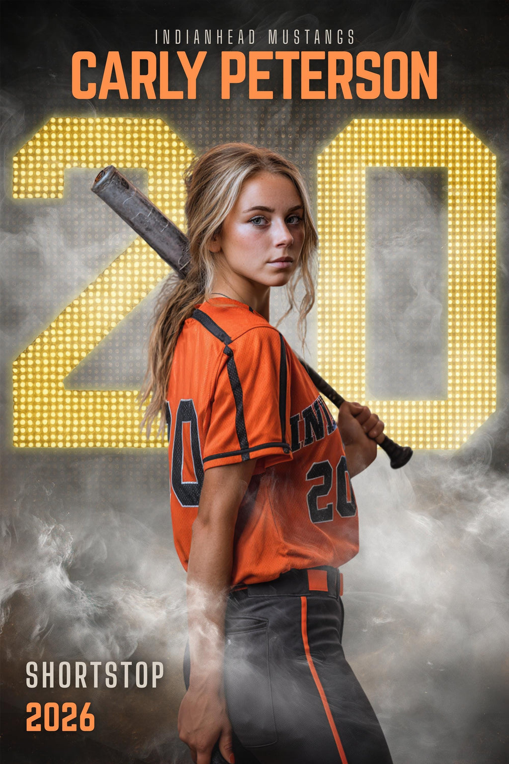 Scoreboard Numbers Softball Poster Template | Editable in Canva | 2:3