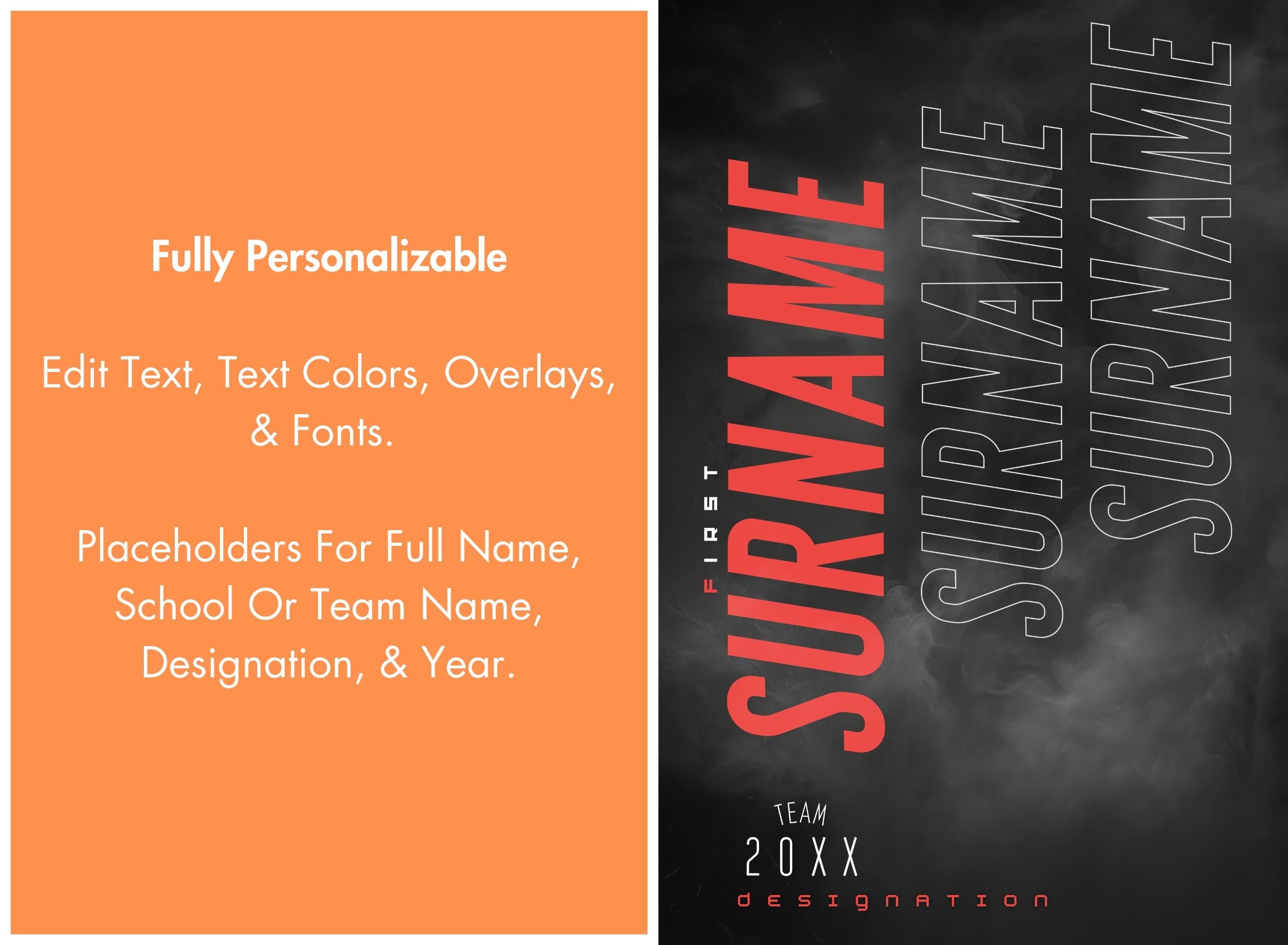 Repeating Name Boxing Poster Template | Editable in Canva | 2:3