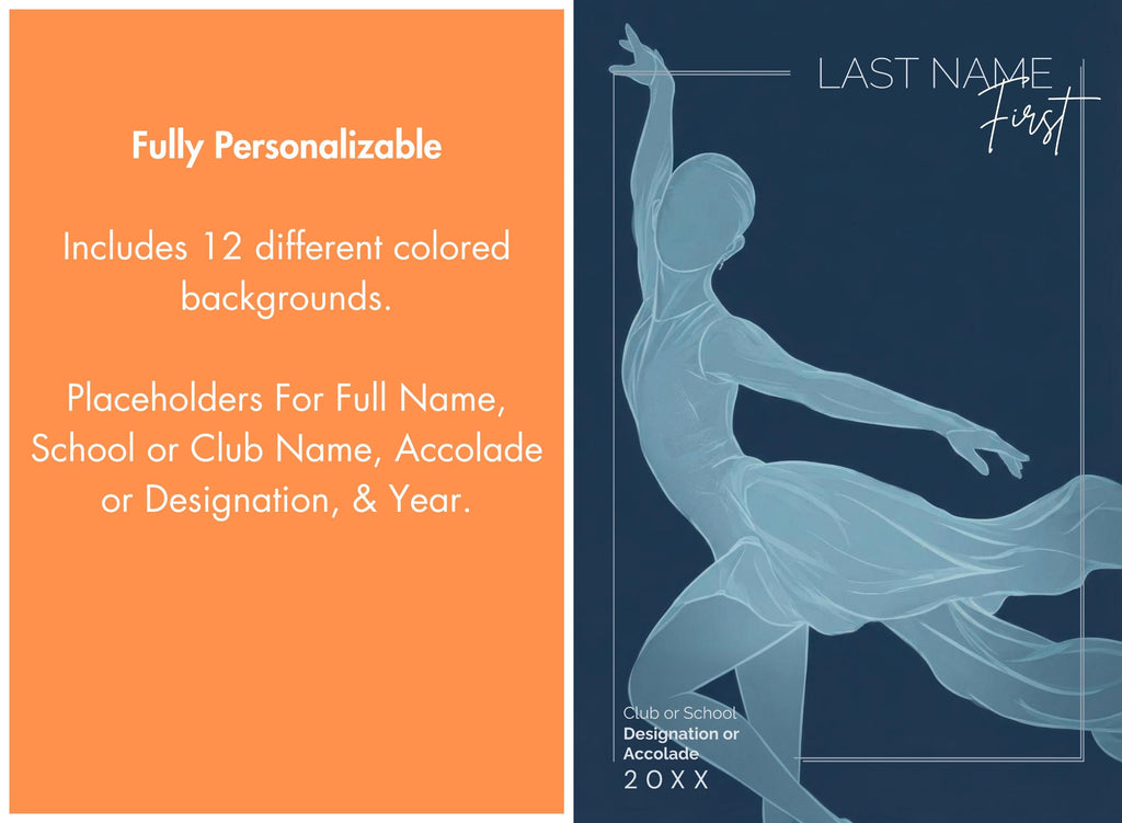 Graceful Silhouette Figure Skating Poster Template | Editable in Canva | 2:3