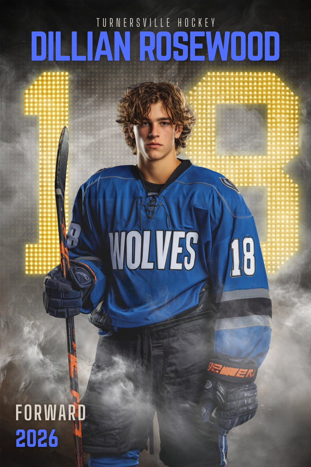 Scoreboard Numbers Hockey Poster Template | Editable in Canva | 2:3