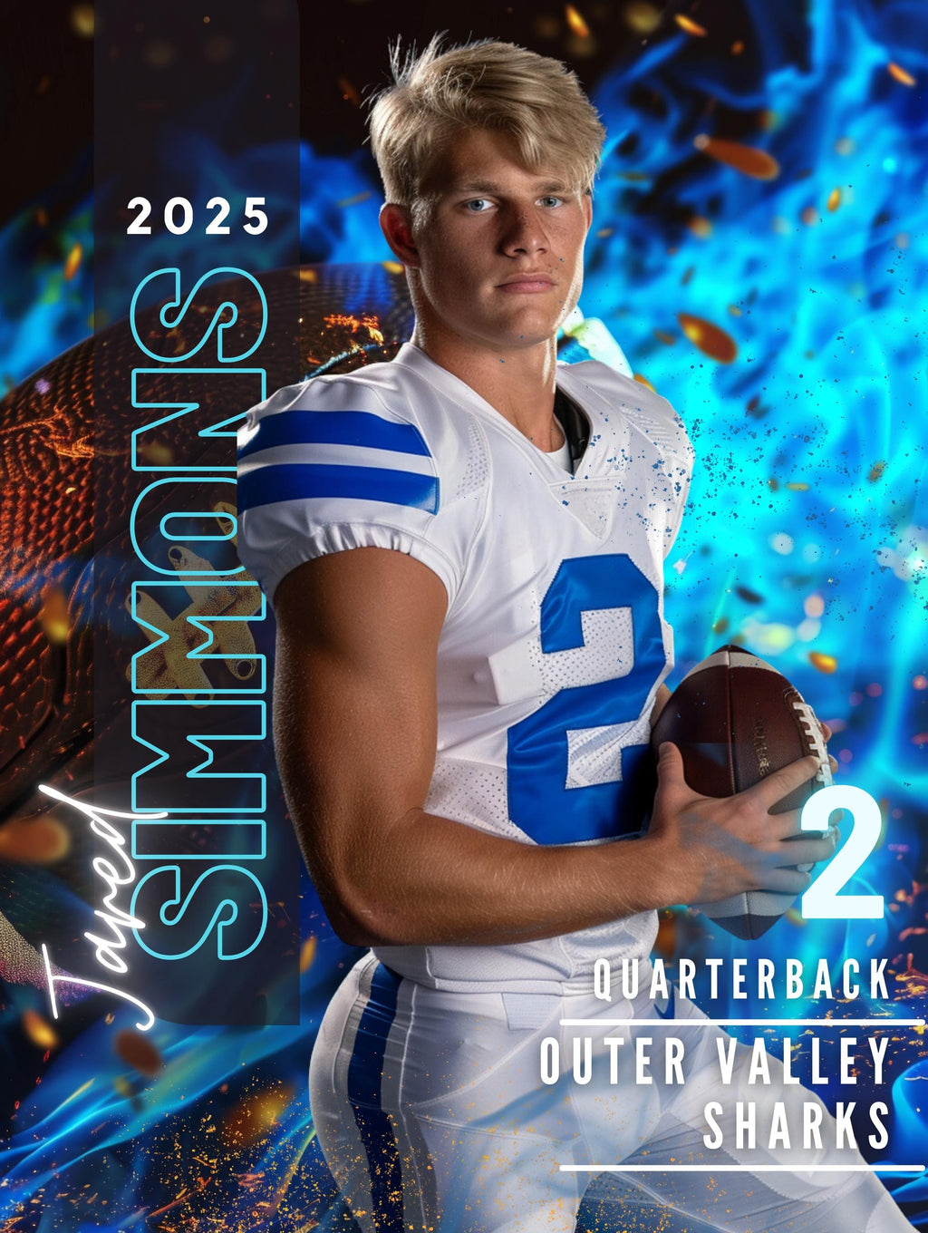 Blue Fire Football Poster Template | Editable in Canva | 3:4 & 5:8