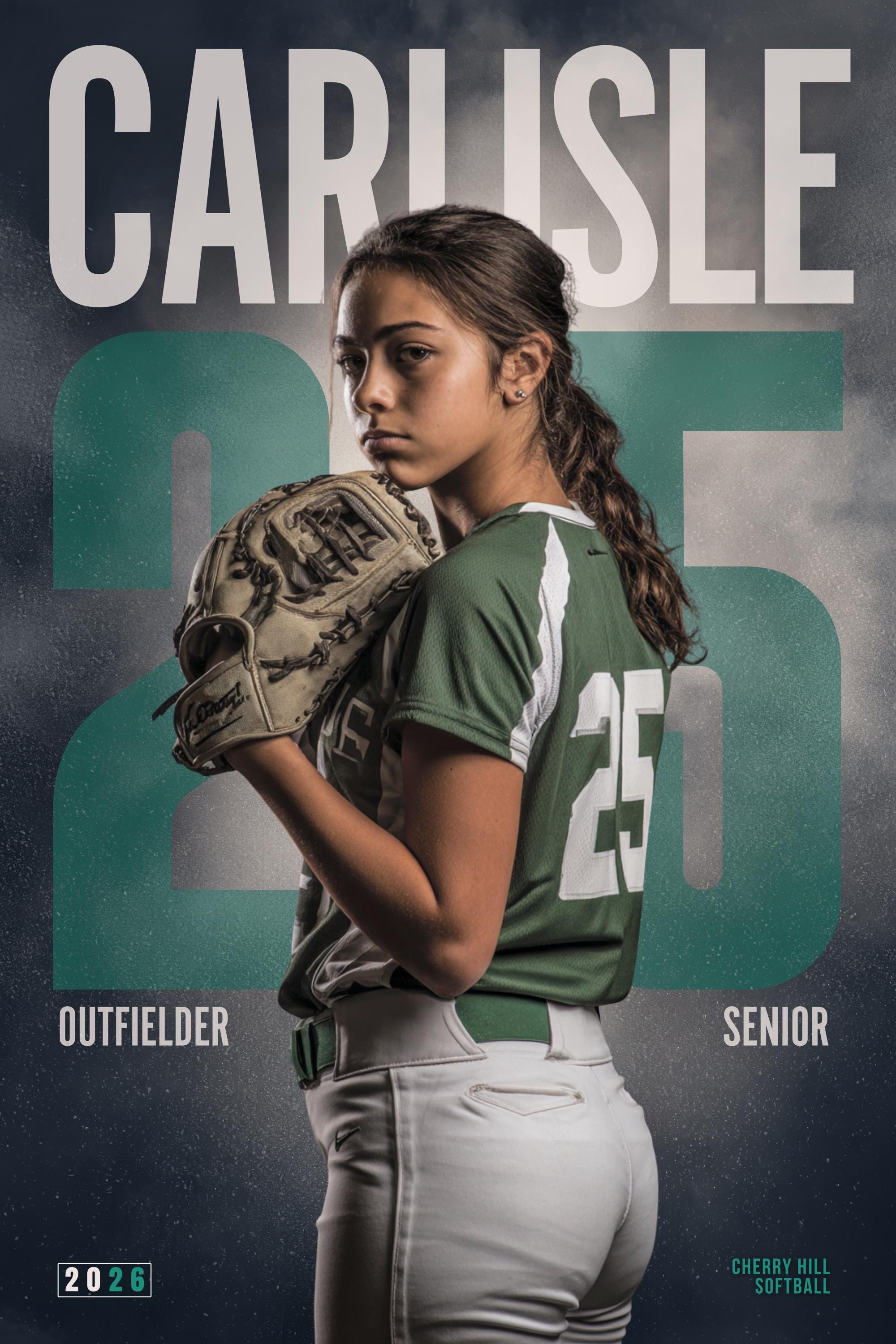 Oversized Number Softball Poster Template | Editable in Canva | 2:3