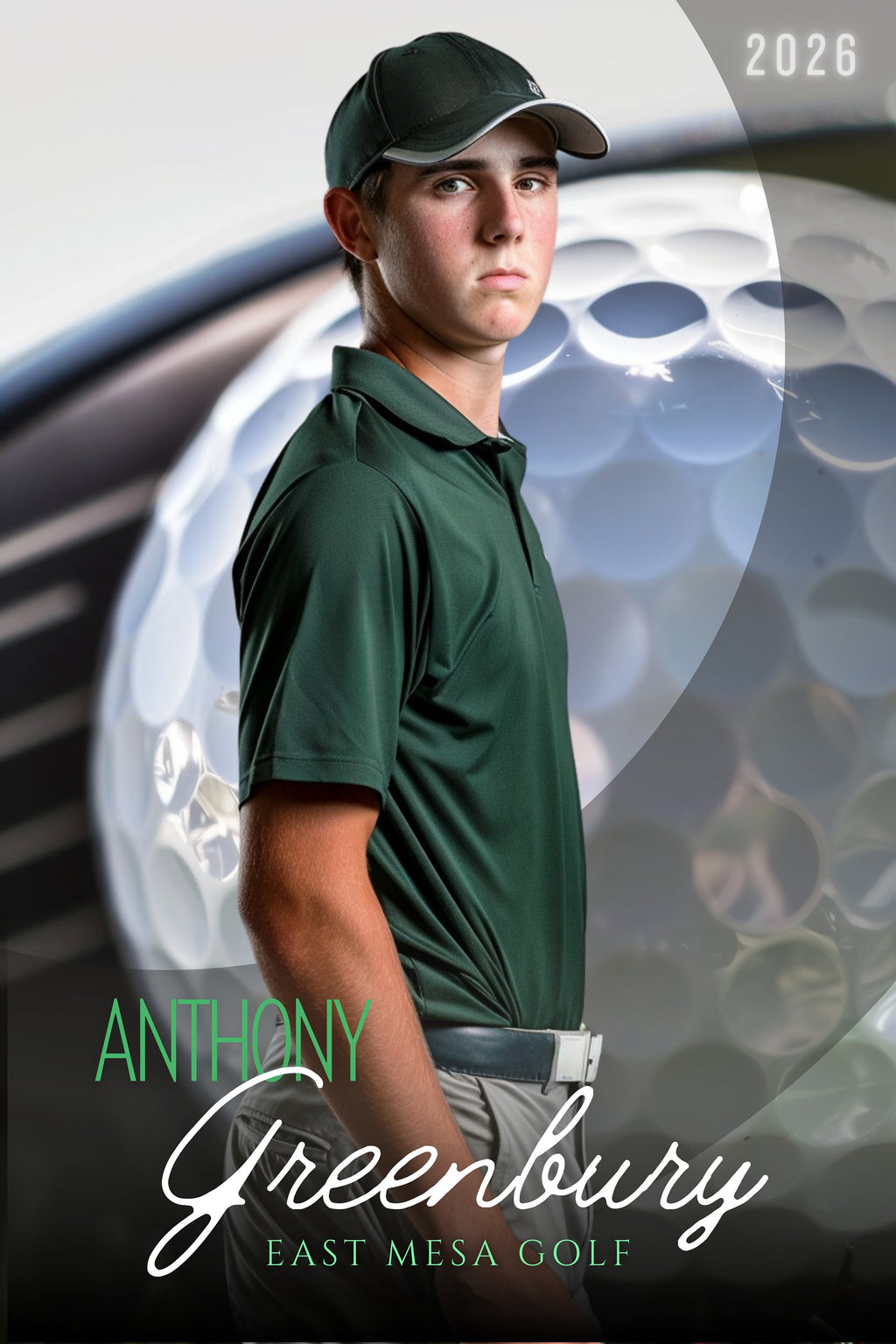 Ball & Club Closeup Golf Poster Template | Editable in Canva | 2:3