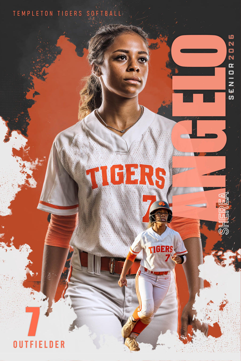 Color Splash Softball Poster Template | Editable Photoshop | 2:3
