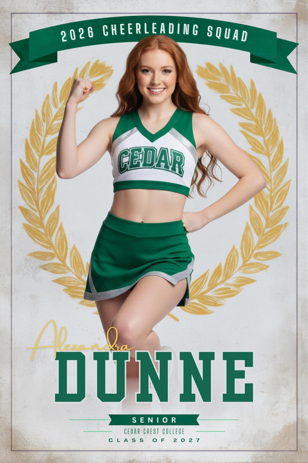 Laurel & Banner Cheerleader Poster Template | Editable in Canva | 2:3