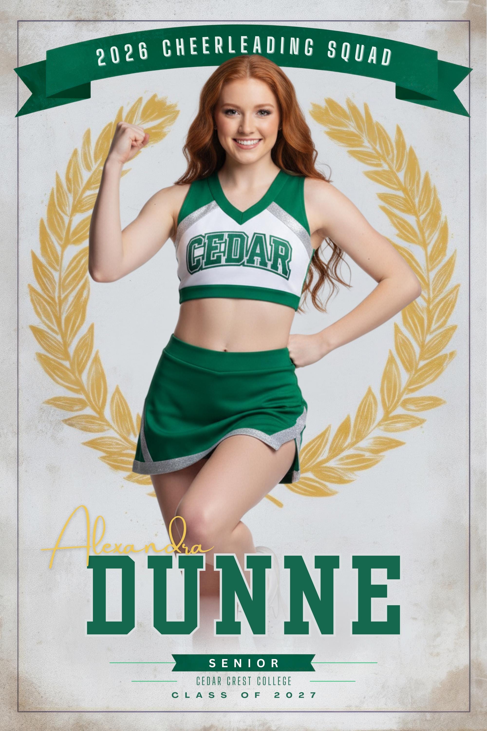 Laurel & Banner Cheerleader Poster Template | Editable in Canva | 2:3