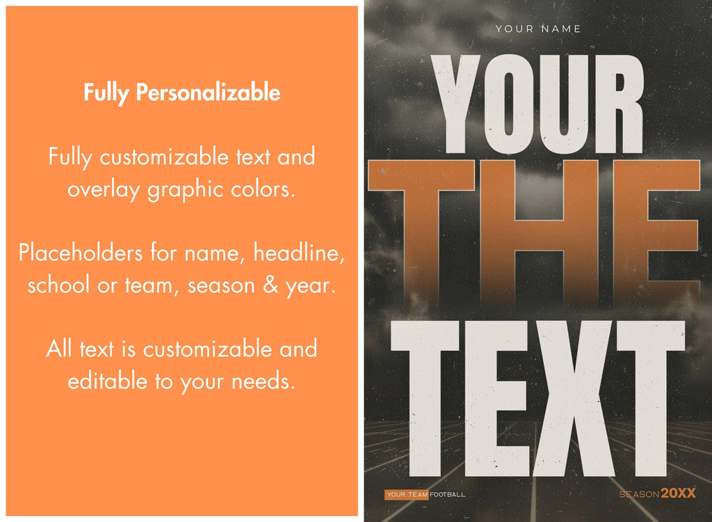 Bold Typography Football Poster Template | Editable in Canva | 2:3