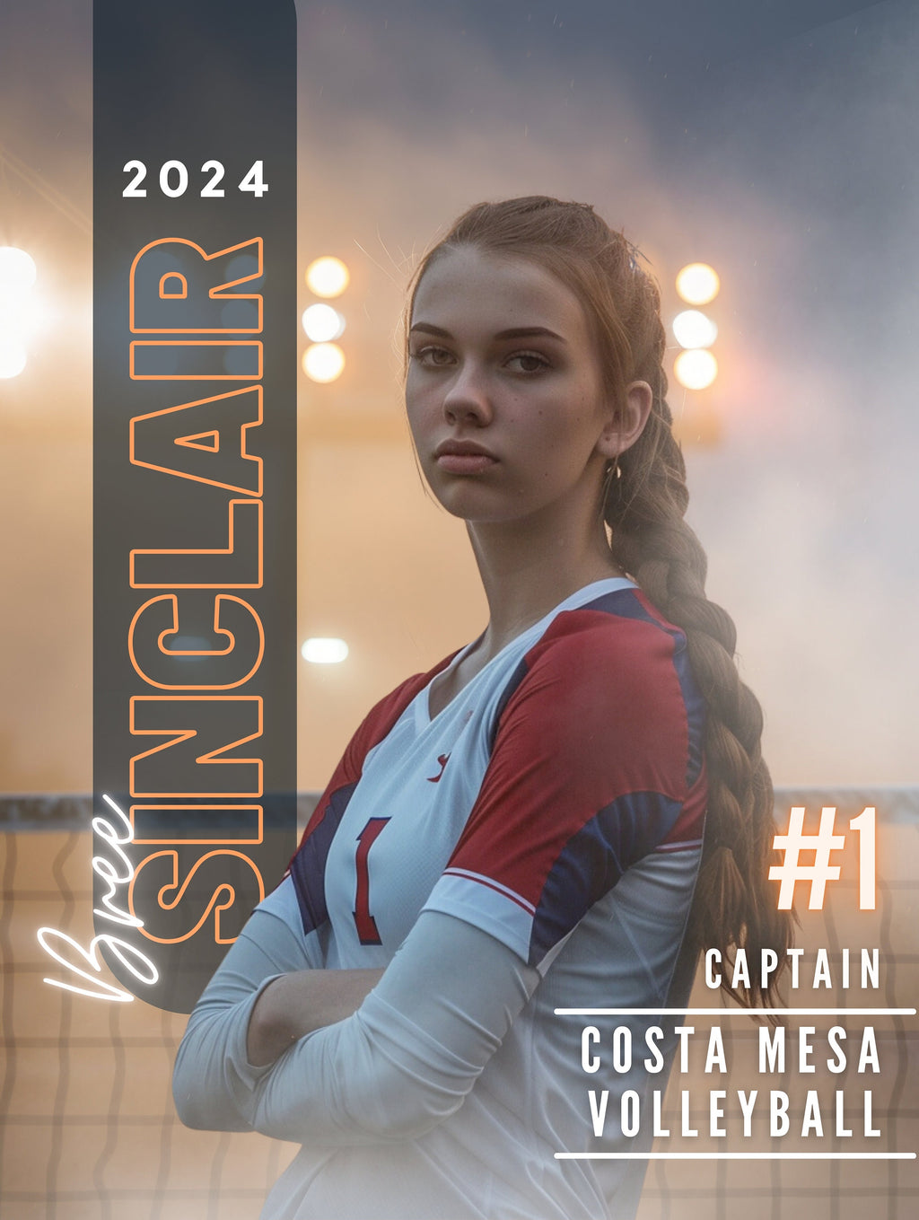 Volleyball Poster Template | Editable in Canva | 3:4 | Moody Style, Senior Banner, Player Card, Memory Mate