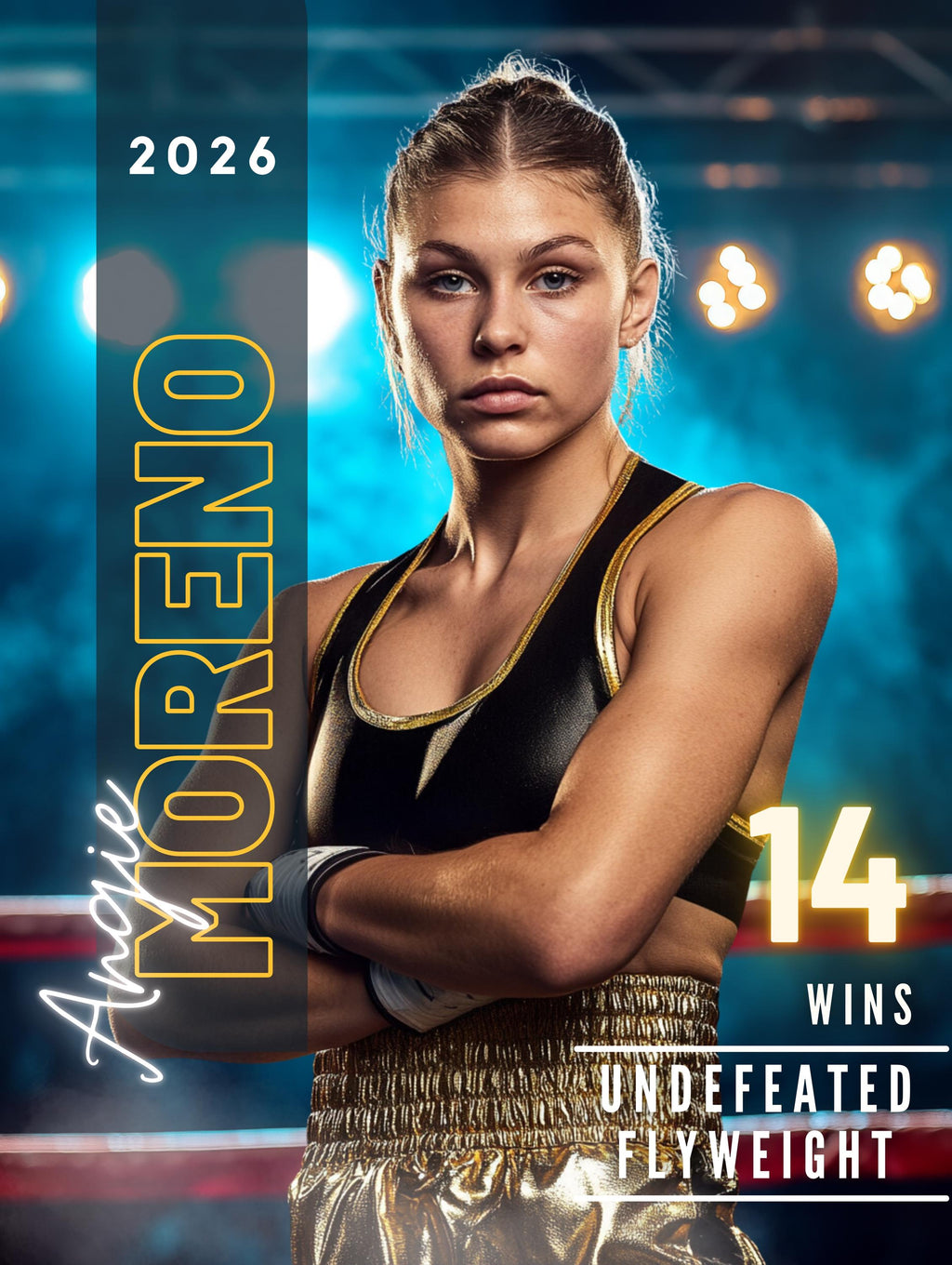 Showtime Lights Boxing Poster Template | Editable in Canva | 3:4