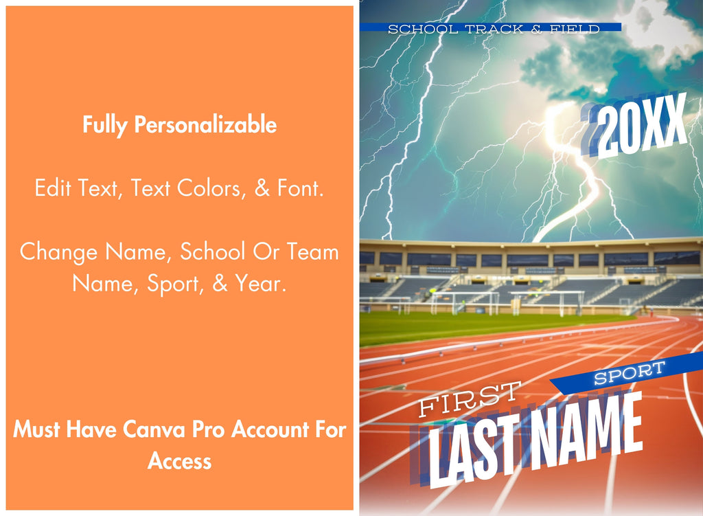Lightning Stadium Track Poster Template | Editable in Canva | 2:3
