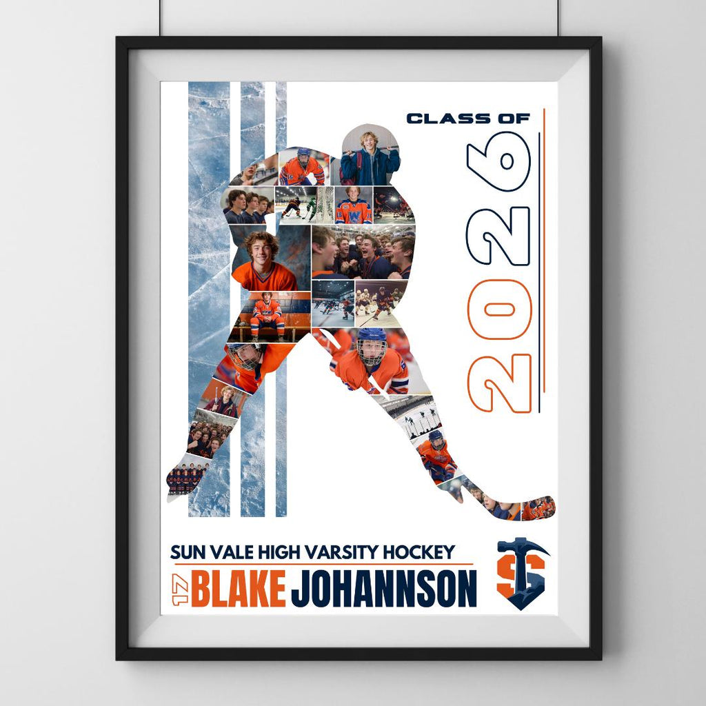 Hockey Photo Collage Template | Editable in Canva | 4:5 | Silhouette Style