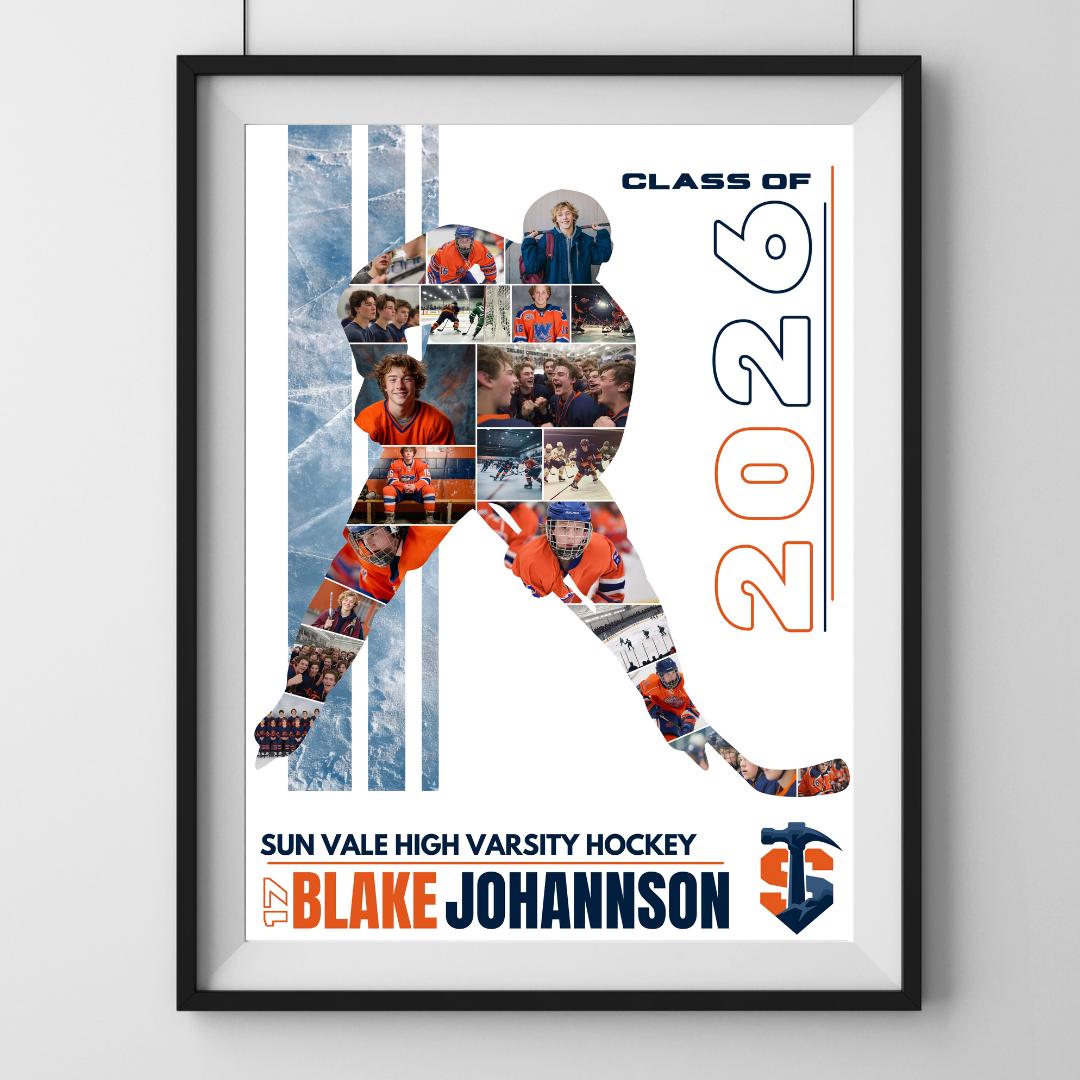 Hockey Photo Collage Template | Editable in Canva | 4:5 | Silhouette Style