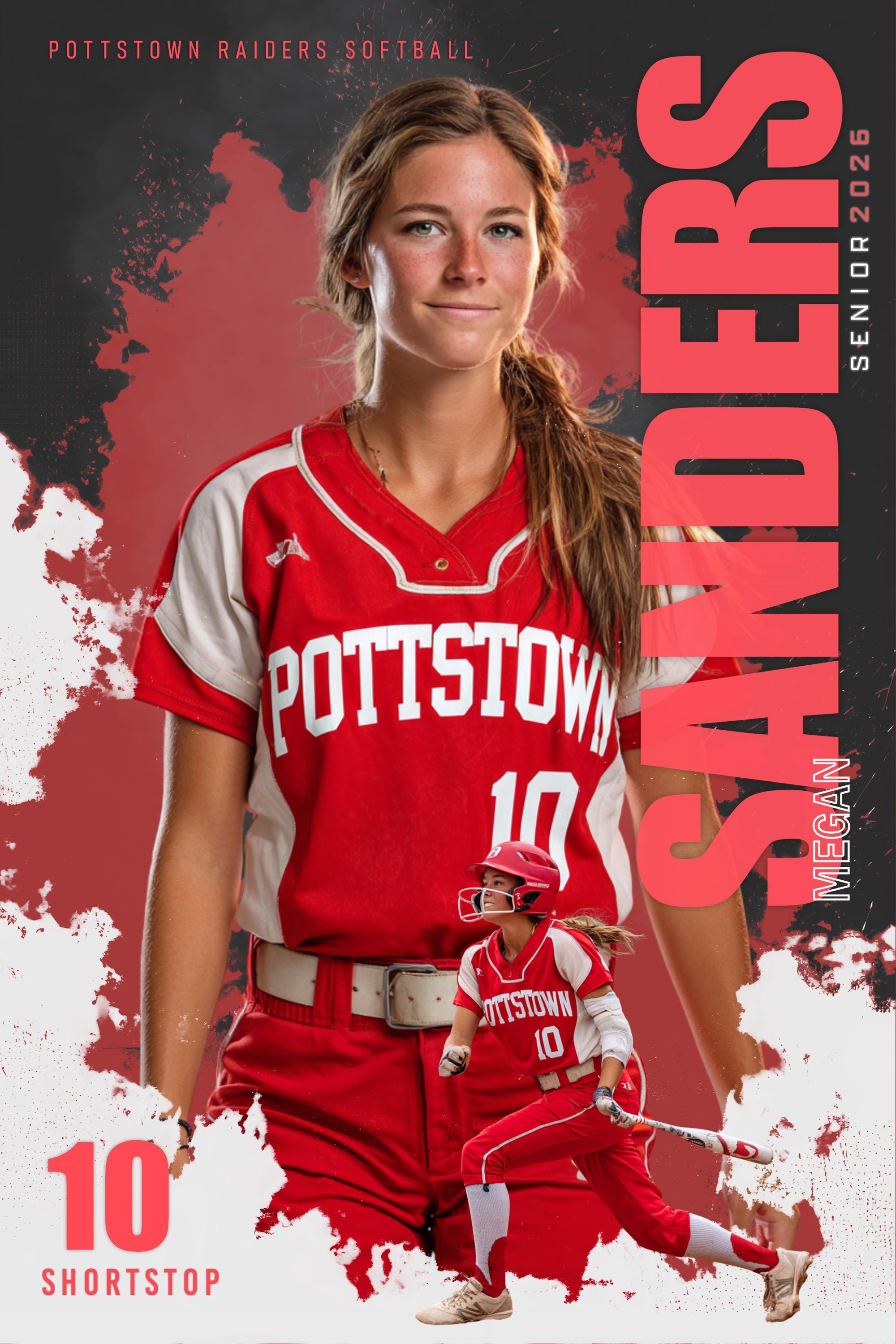 Color Splash Softball Poster Template | Editable Photoshop | 2:3