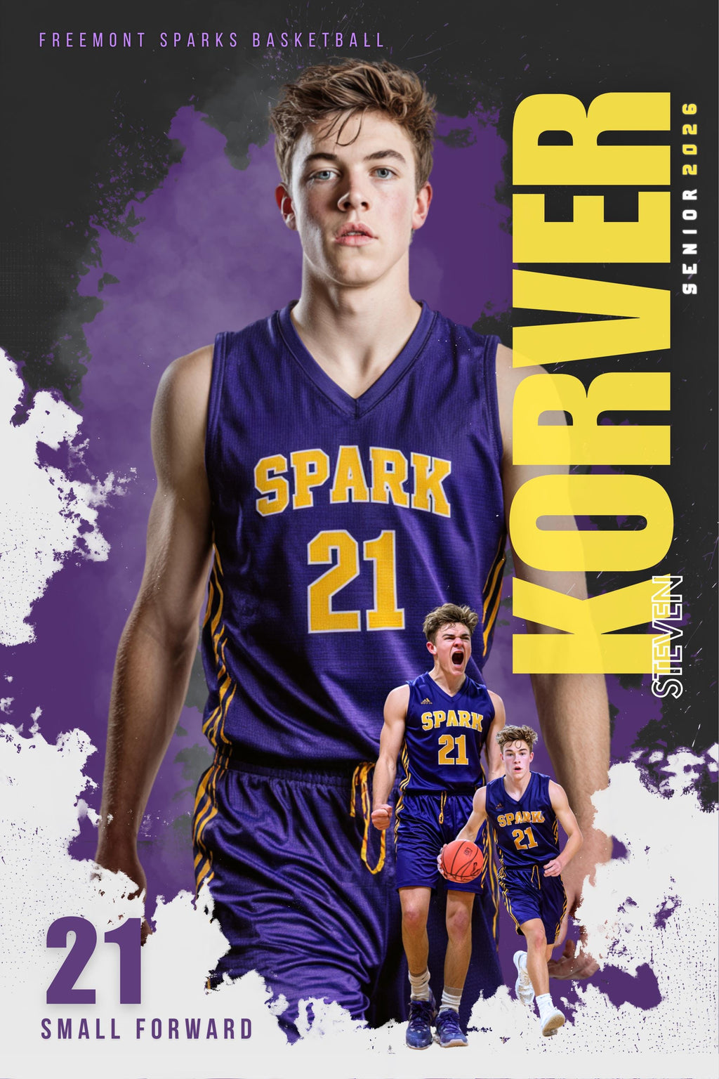 Color Splash Basketball Poster Template | Editable in Canva | 2:3