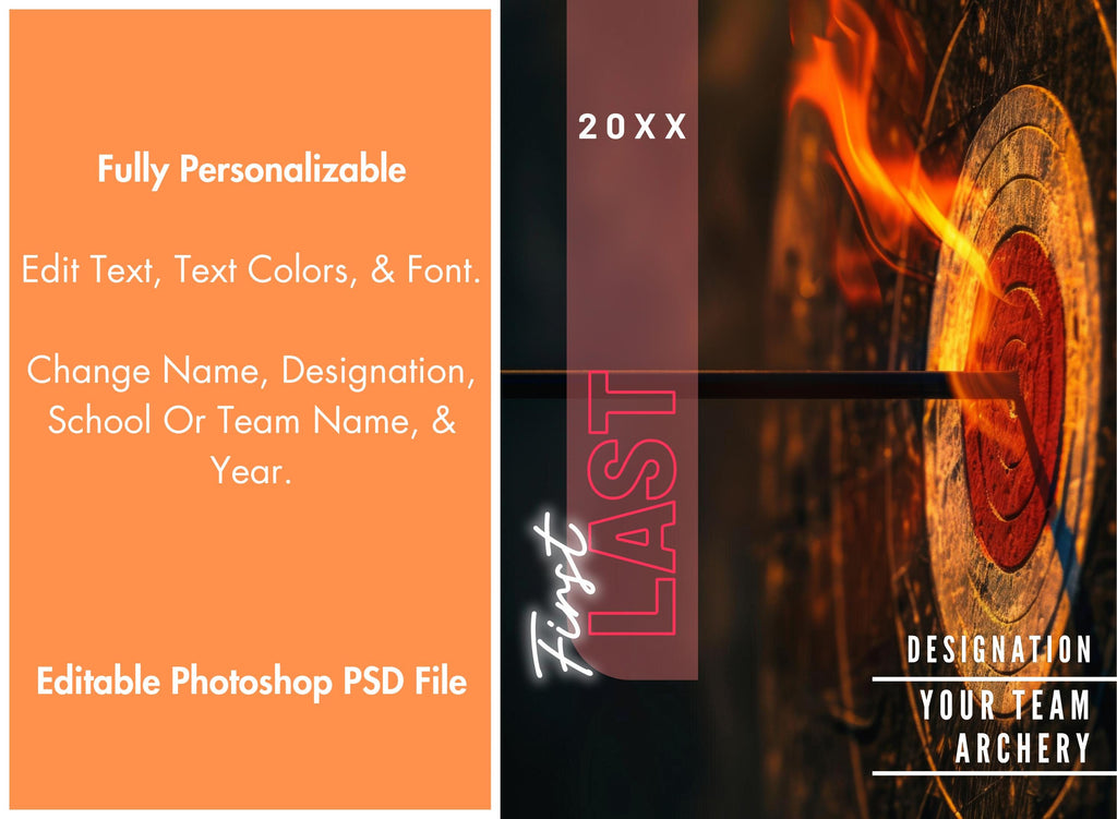 Flaming Target Archery Poster Template | Editable in Photoshop | 3:4
