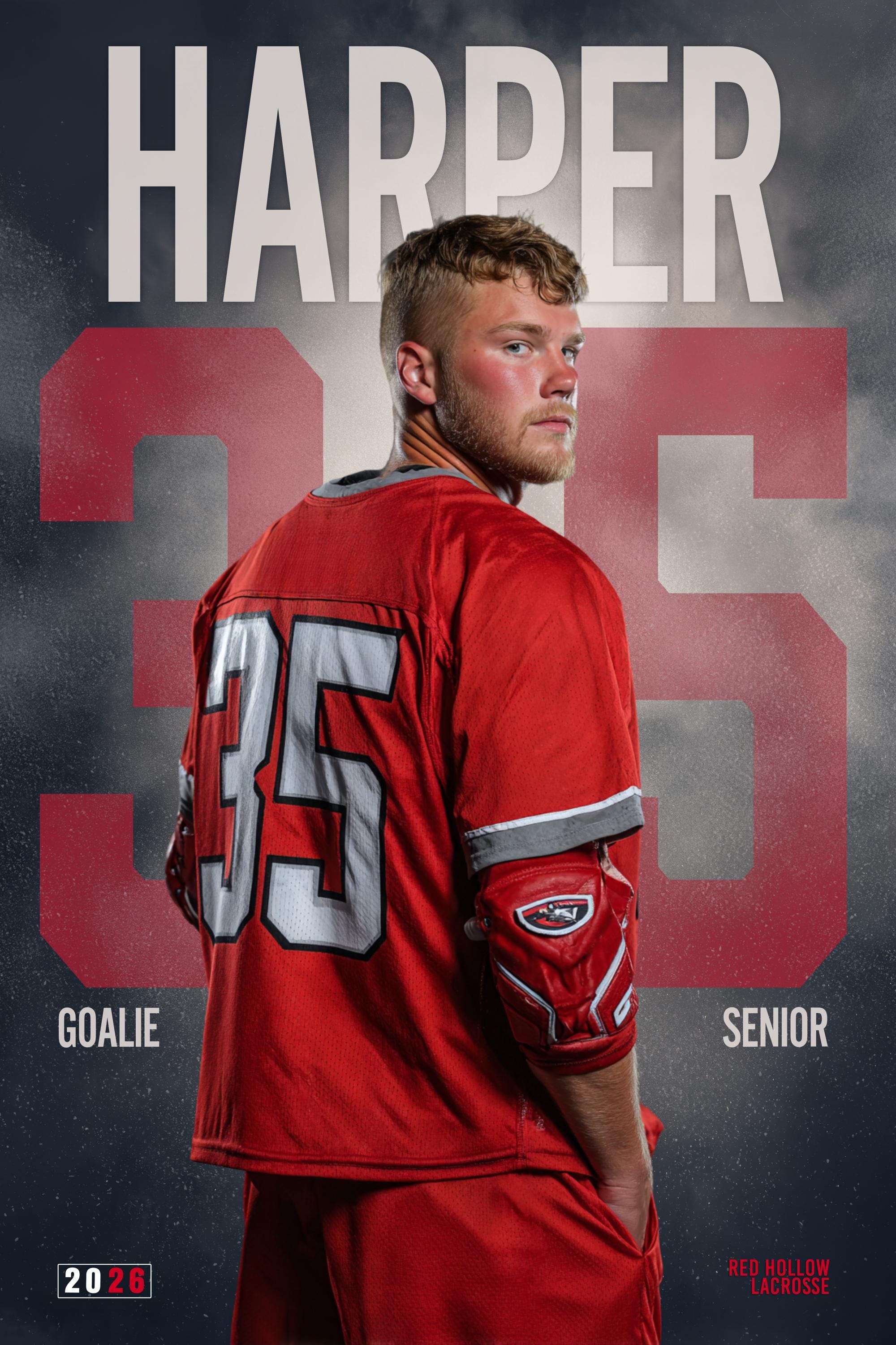 Oversized Number Lacrosse Poster Template | Editable in Photoshop | 2:3