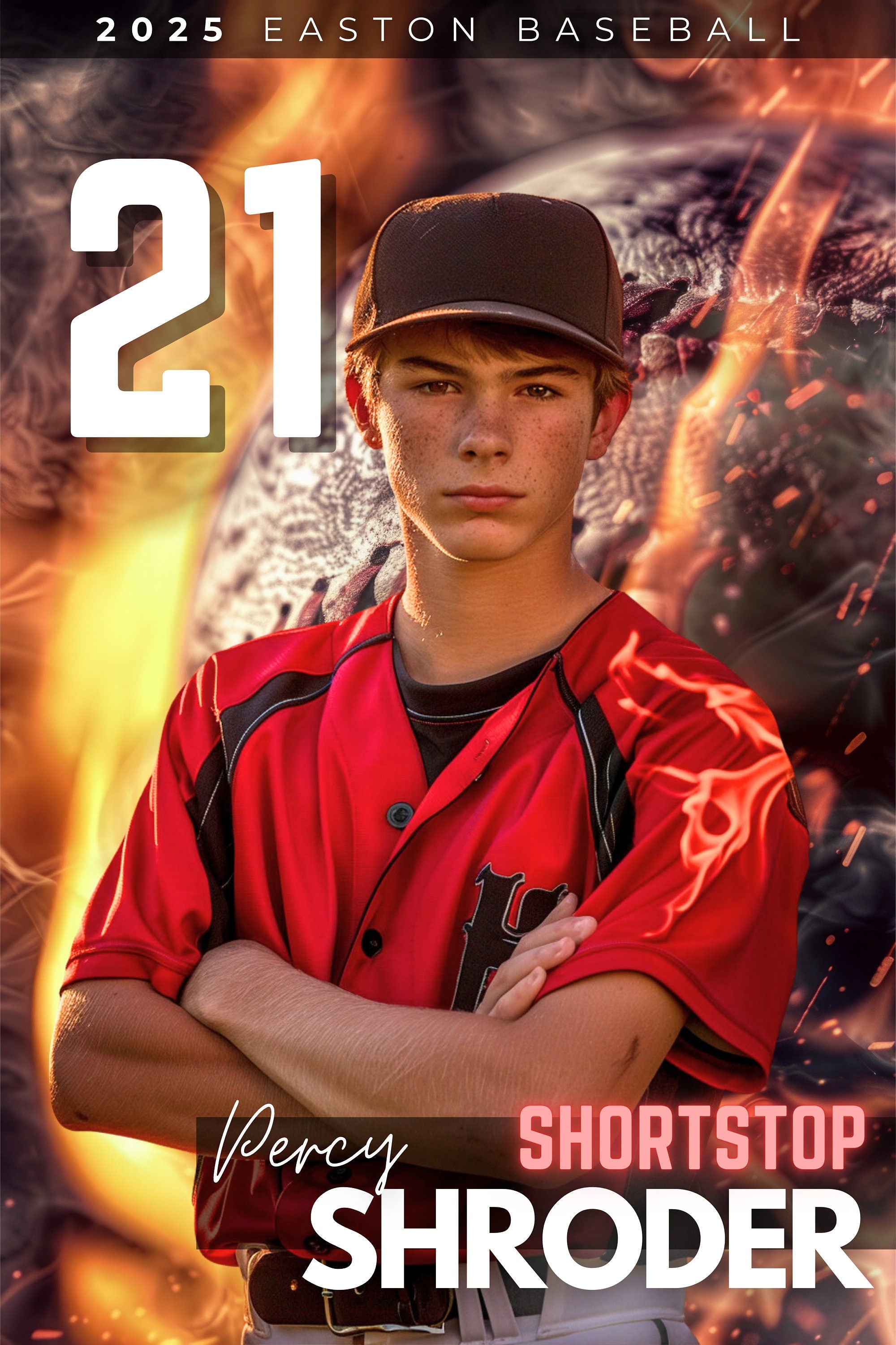Fiery Baseball Poster Template | Editable in Canva | 2:3