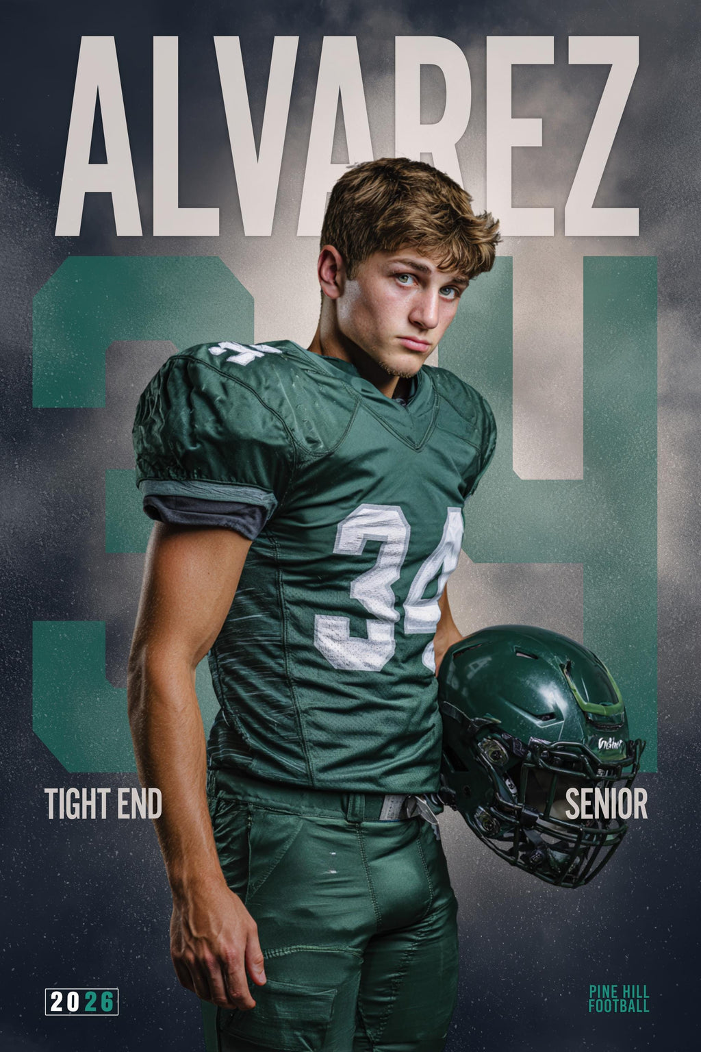 Oversized Number Football Poster Template | Editable in Photoshop | 2:3