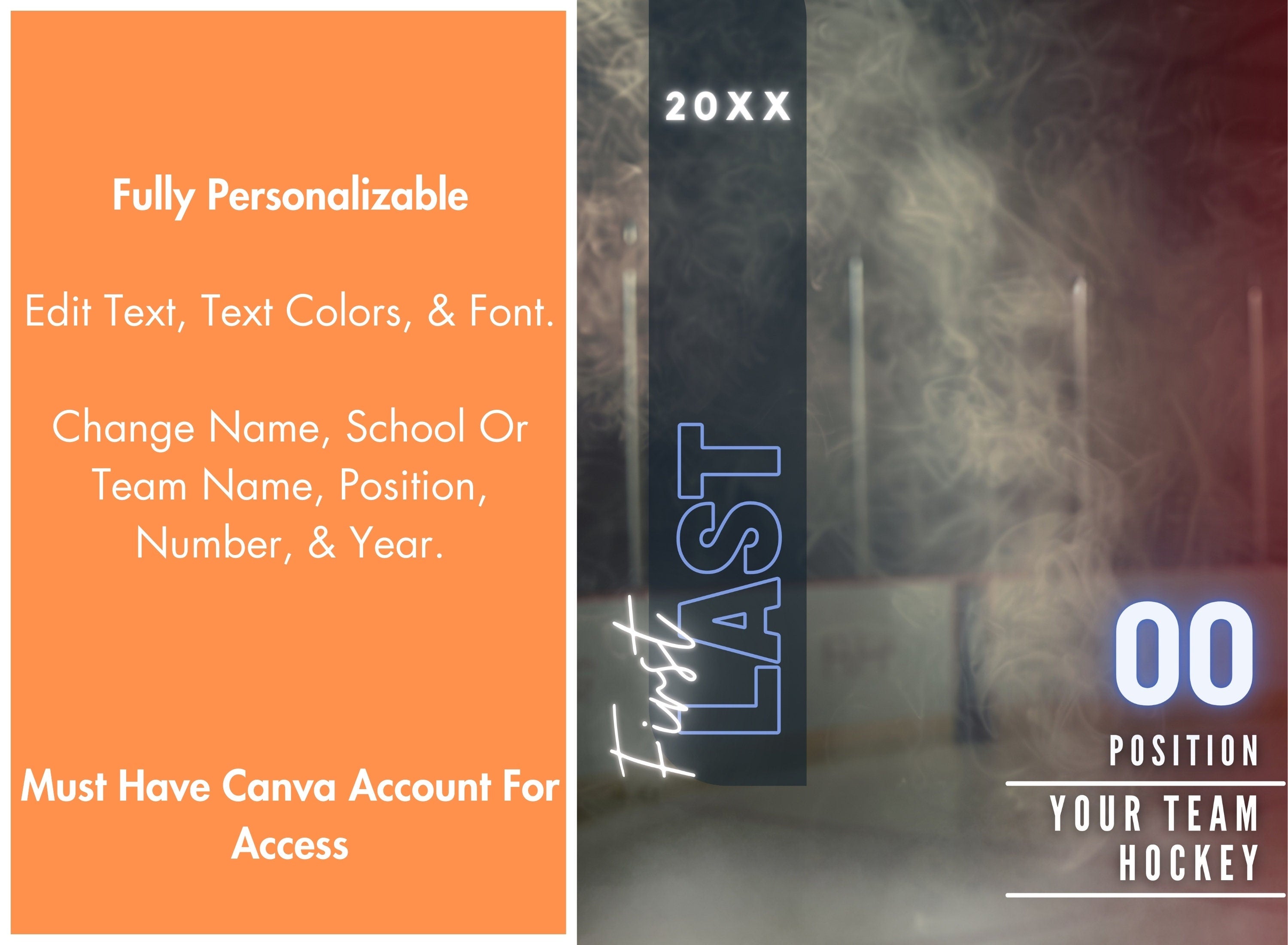 Cold Smoke Hockey Poster Template | Editable in Canva | 3:4