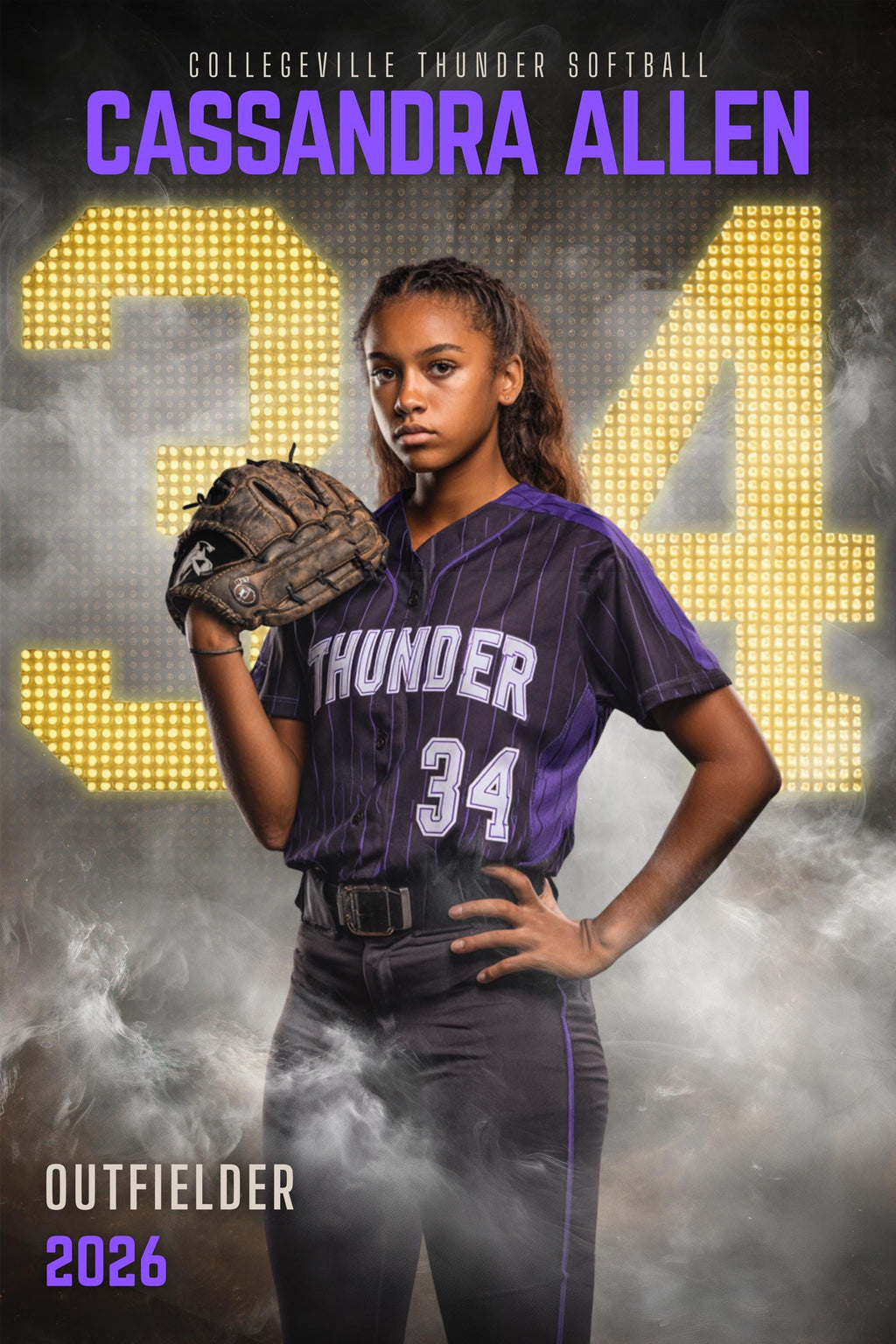 Scoreboard Numbers Softball Poster Template | Editable in Canva | 2:3