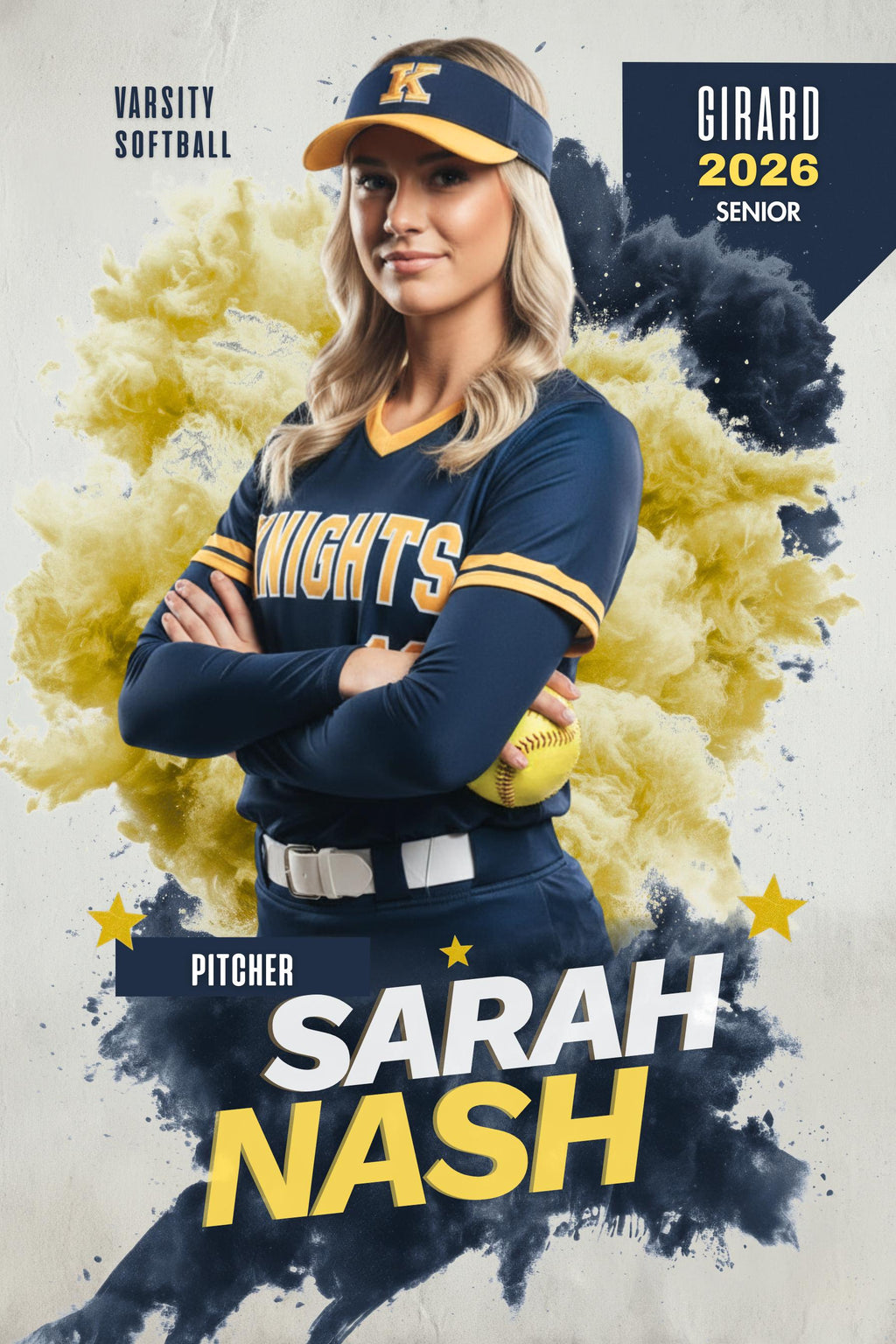Color Burst Softball Poster Template | Editable in Canva | 2:3